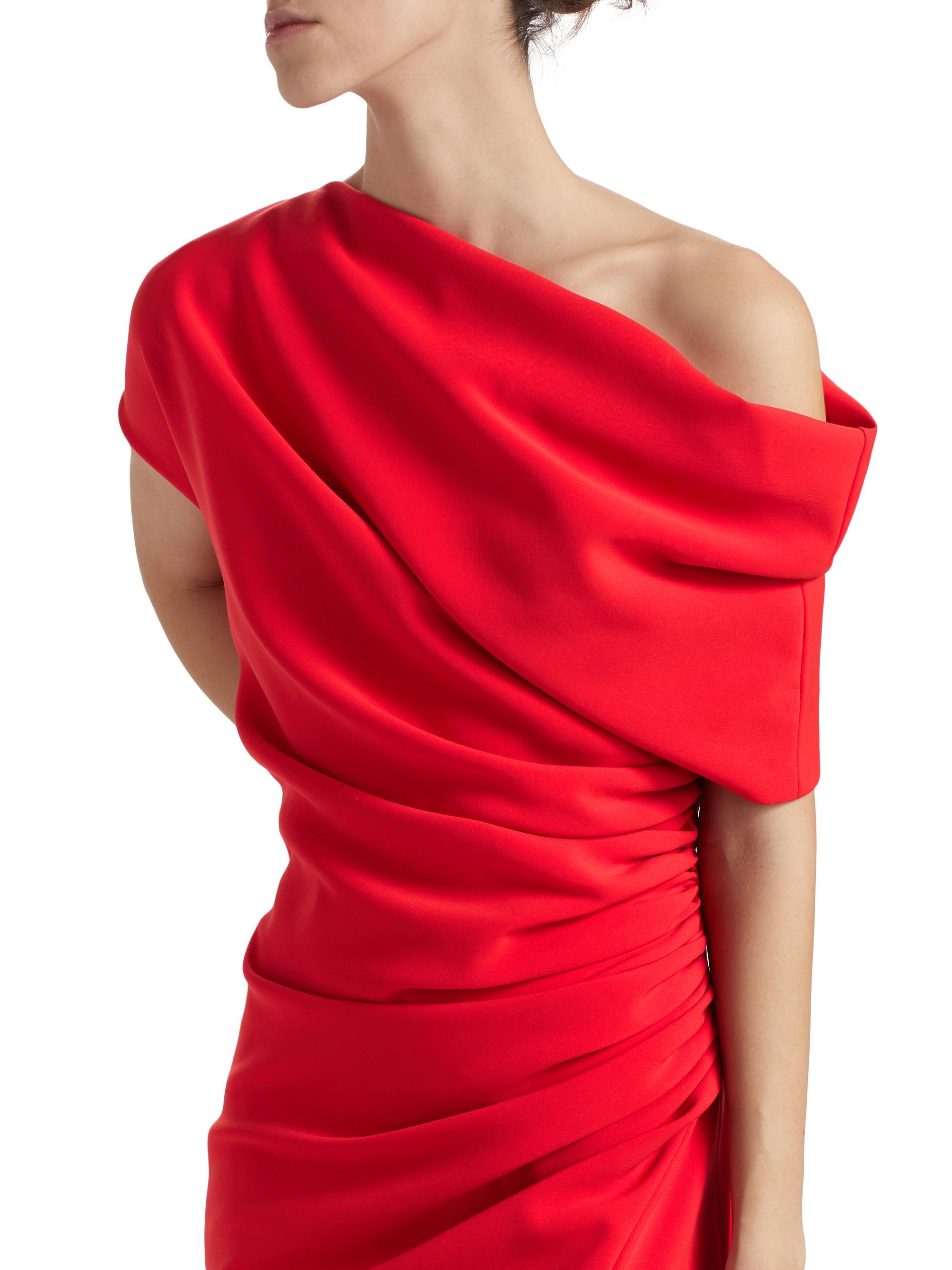 saks one shoulder dress Amsale Women's Satin One-Shoulder Gown - Petrol
