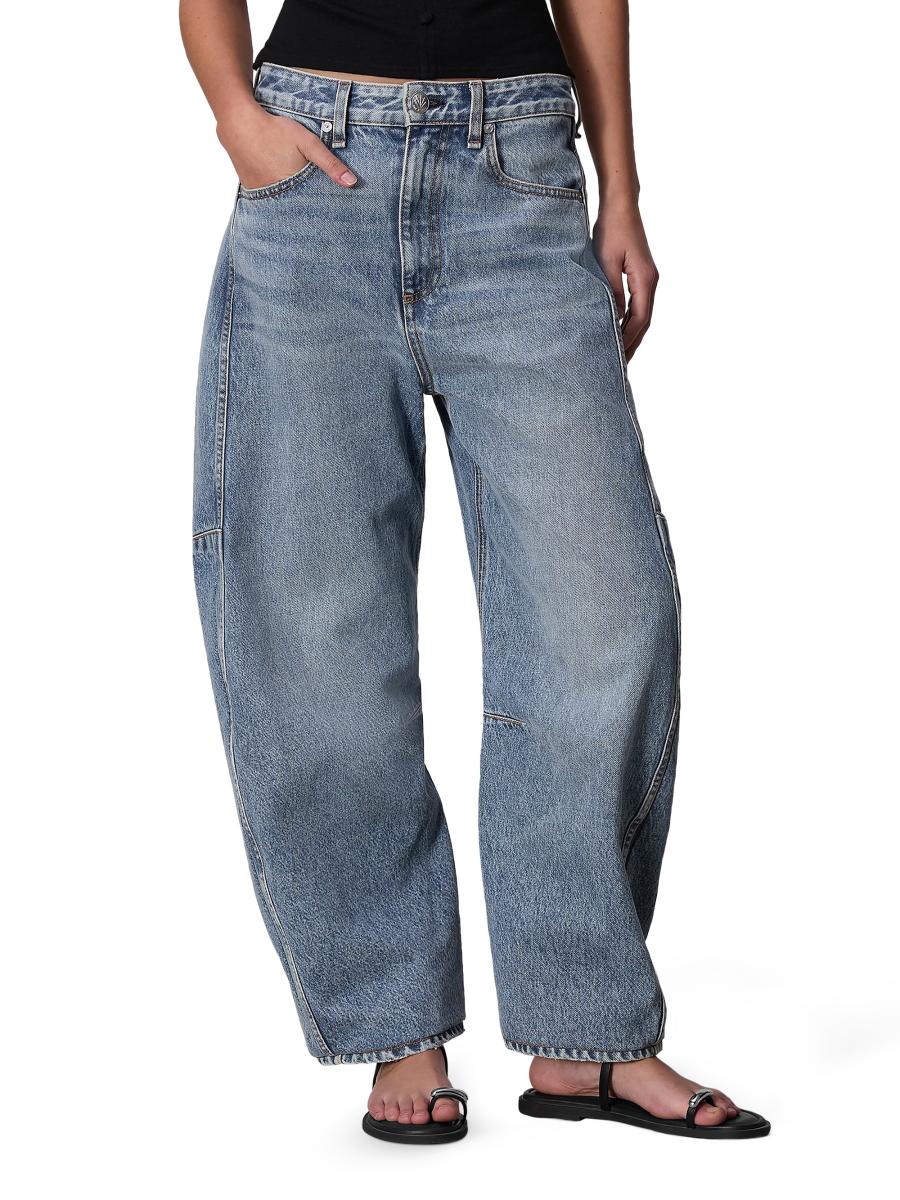 ◆BADBLOOD◆ Charlie Barrel Gin Mid Blue w-jeans24-007 Quần Dài Bad Blood Charlie Barrel Jeans - Mid Blue w-jeans24