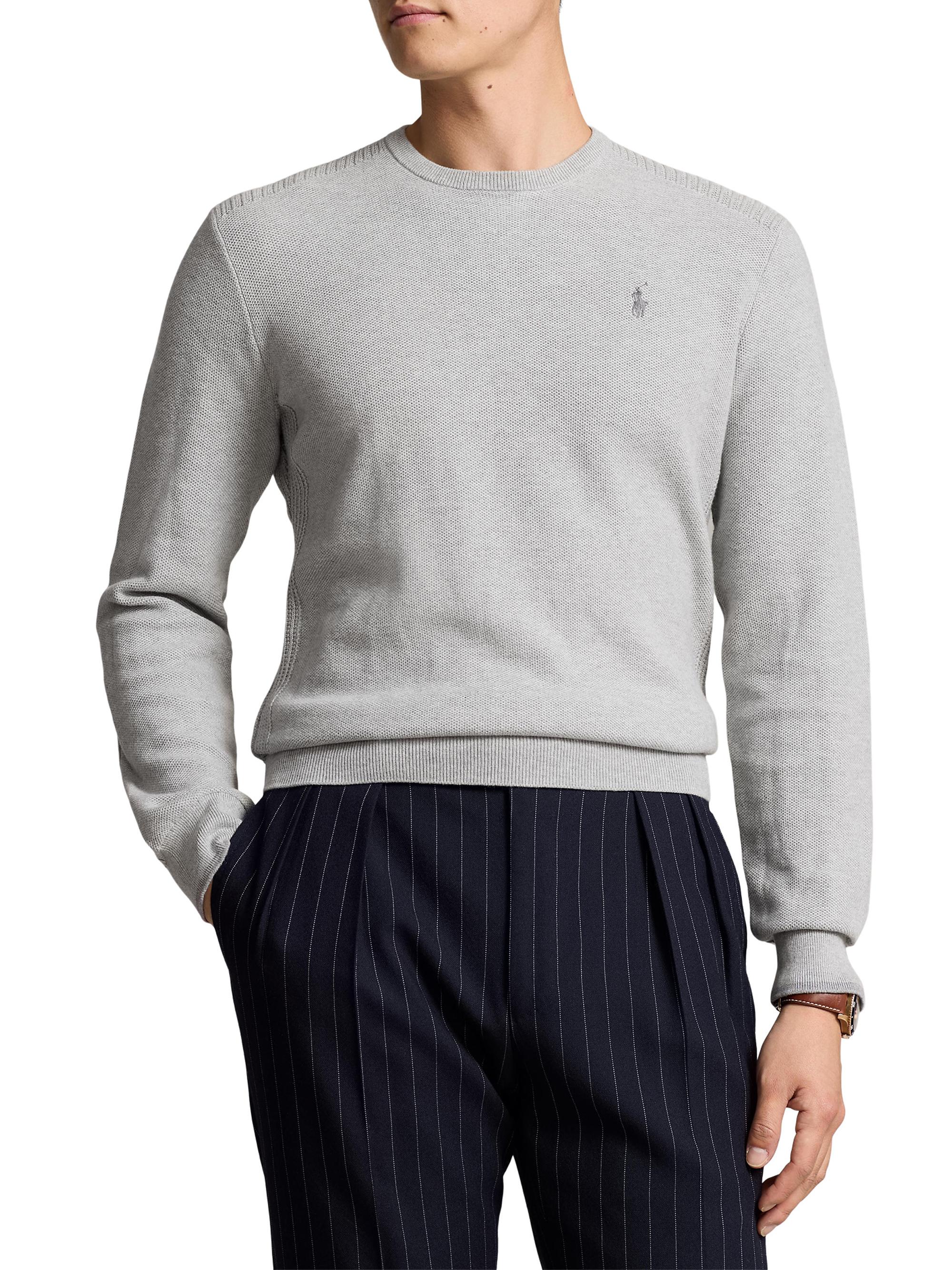 Polo Ralph Lauren Men's Cotton Paneled Crewneck Sweater - Andover Heather
