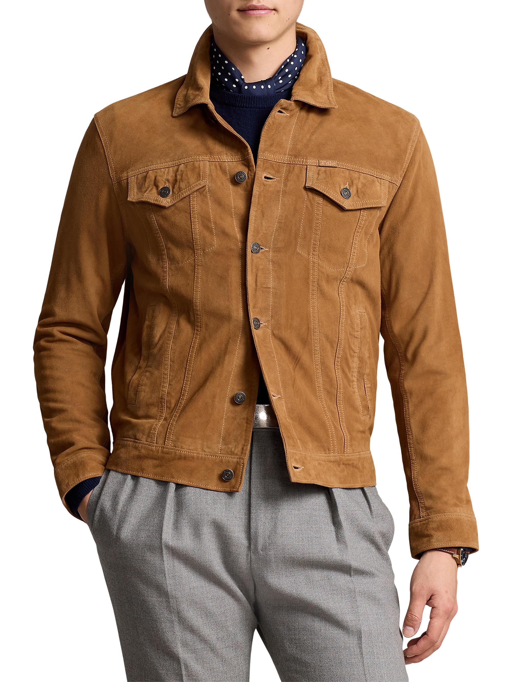 Polo Ralph Lauren Men's Icon Suede Trucker Jacket - Rustic Tan