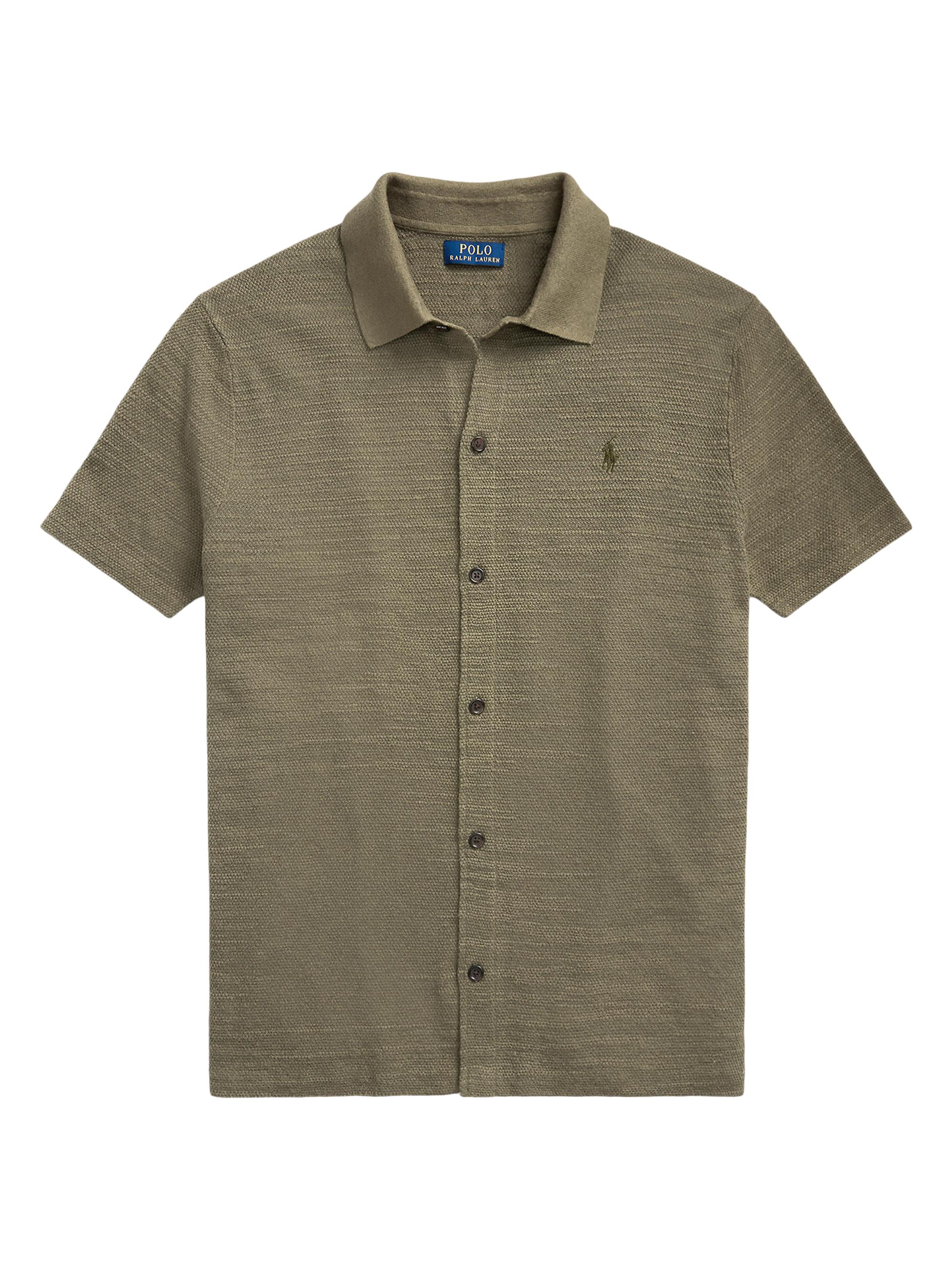Polo Ralph Lauren Men's Cotton-Linen Shirt Sweater - Thermal Green