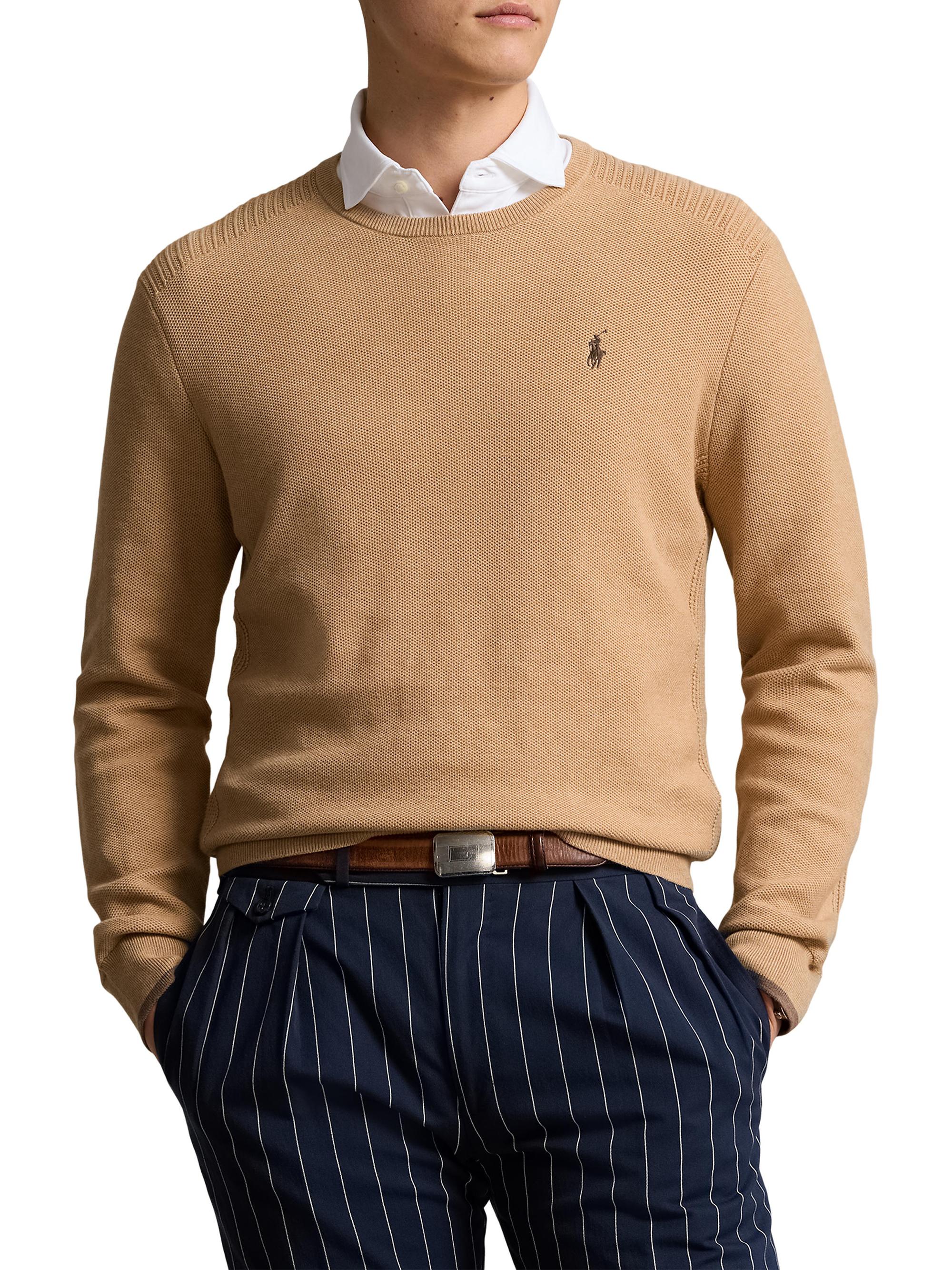 Polo Ralph Lauren Men's Lightweight Cotton Sweater - Camel Melange