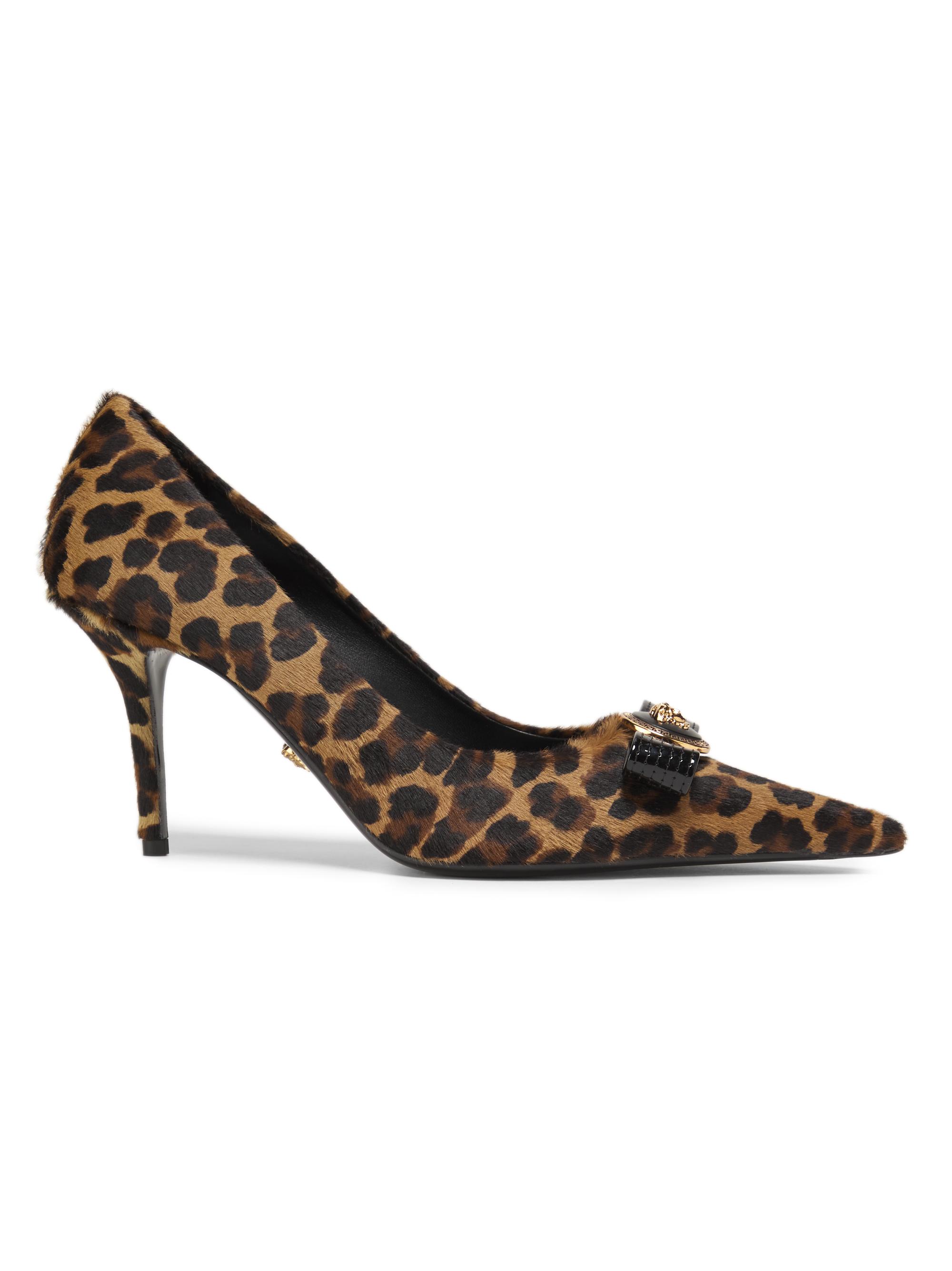 Versace Women's Gianni 100MM Leopard Calf Hair Pumps - Brown Black