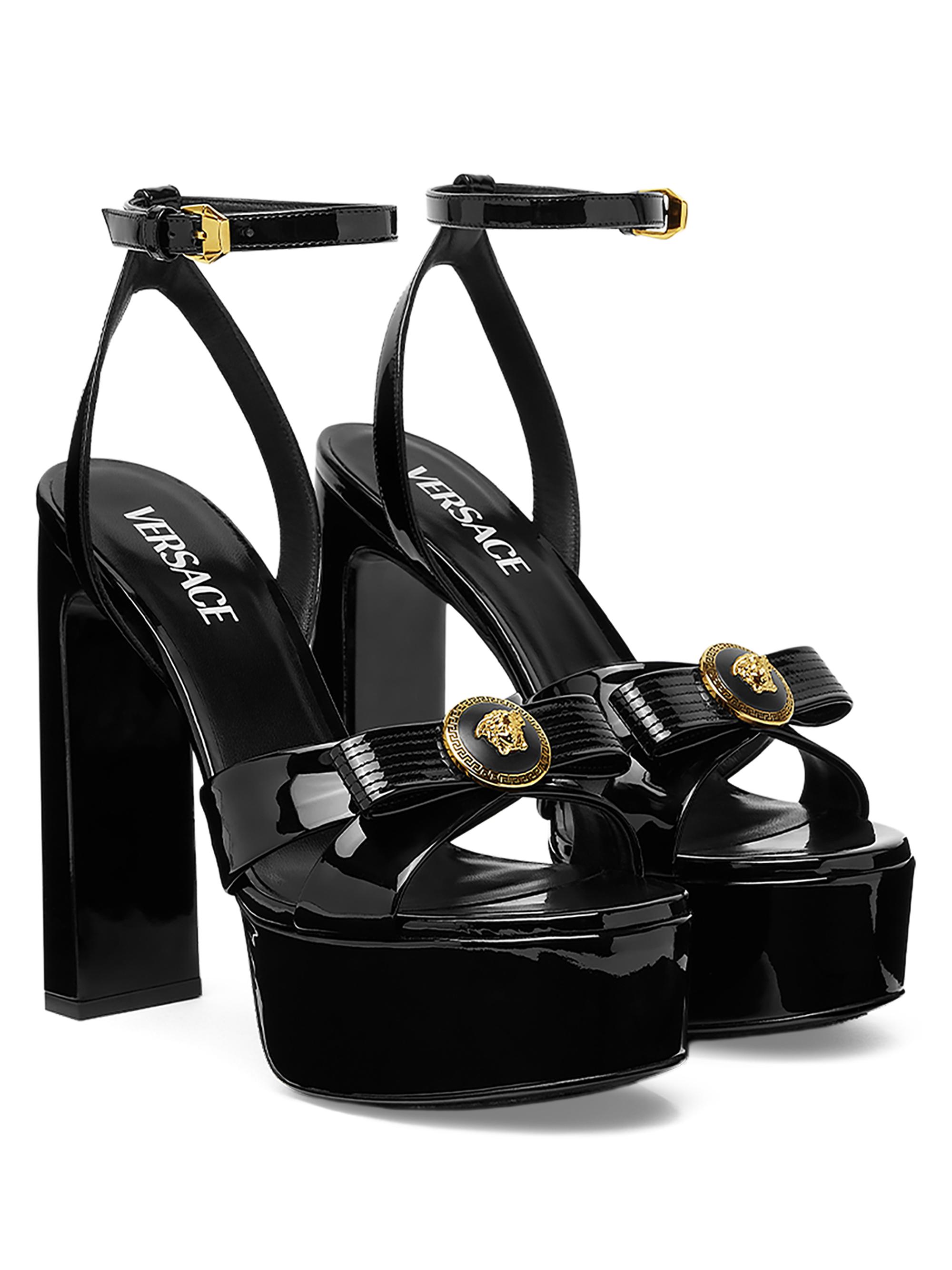 Versace Gianni Ribbon 140MM Leather Platform Sandals | Saks Fifth