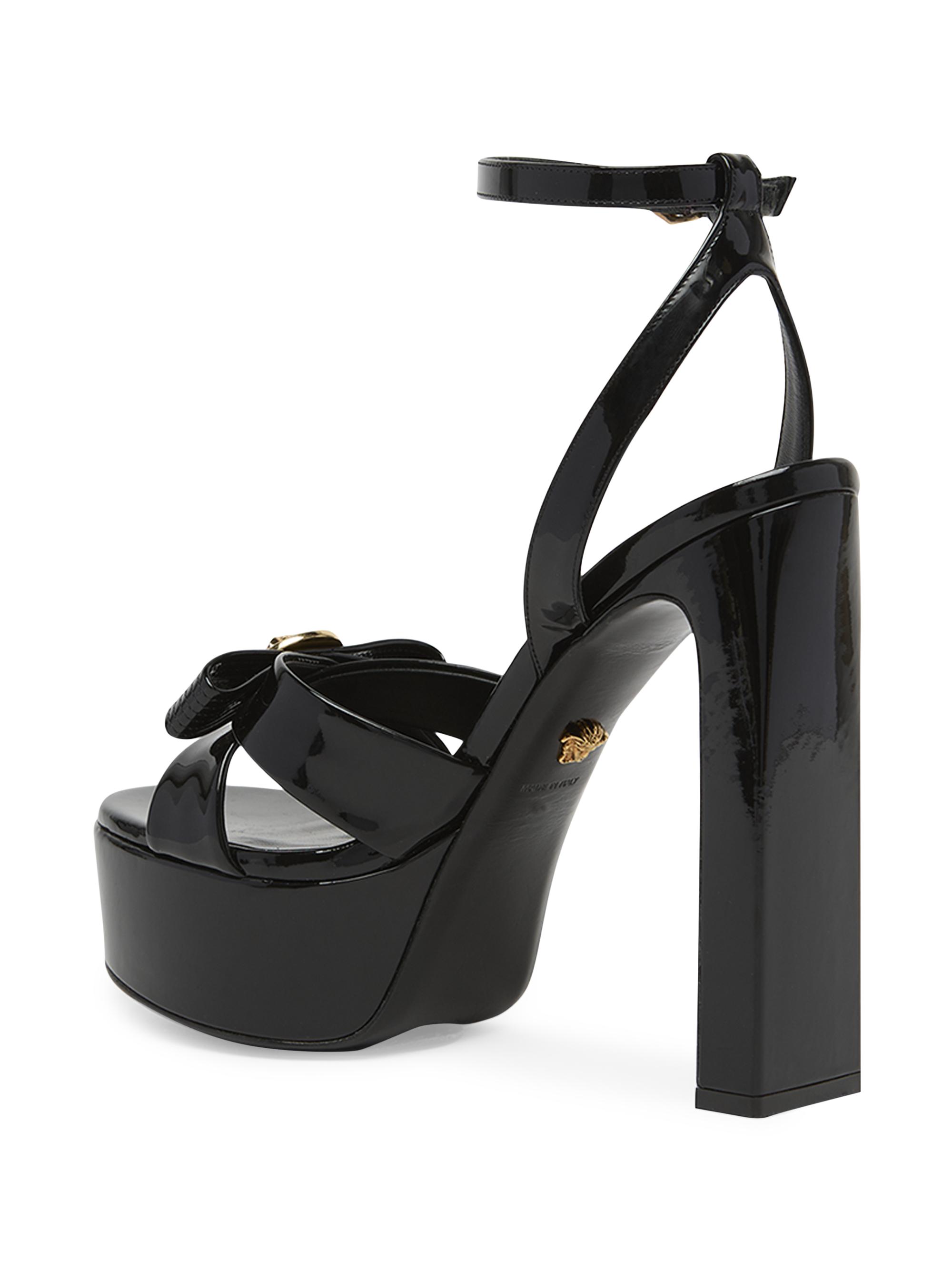 Versace Gianni Ribbon 140MM Leather Platform Sandals | Saks Fifth