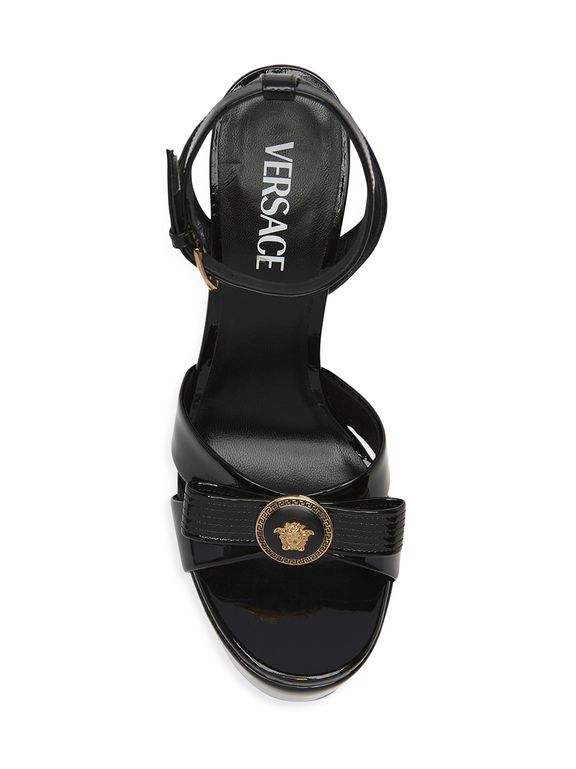 Versace Gianni Ribbon 140MM Leather Platform Sandals | Saks Fifth