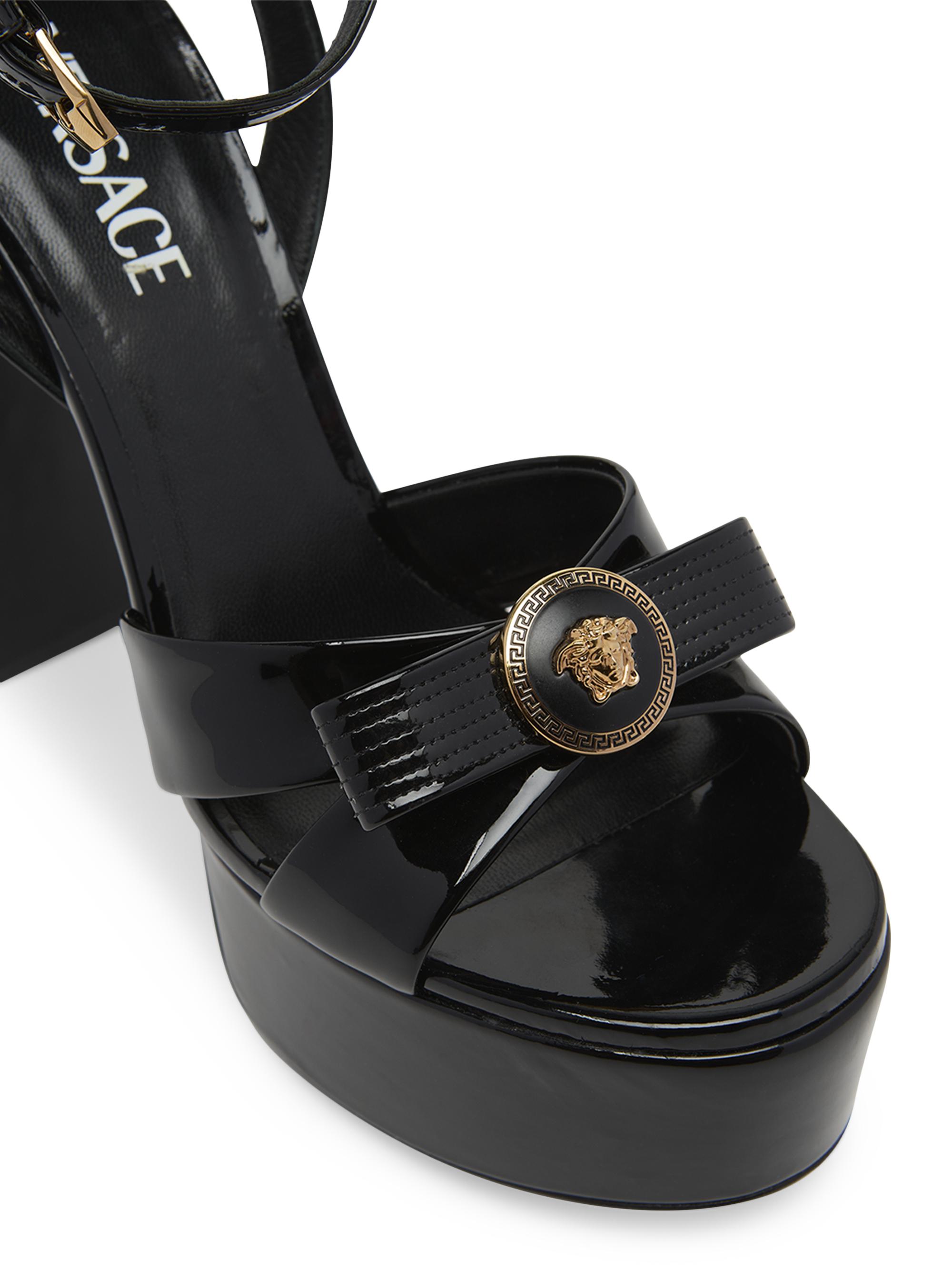 Versace Gianni Ribbon 140MM Leather Platform Sandals | Saks Fifth