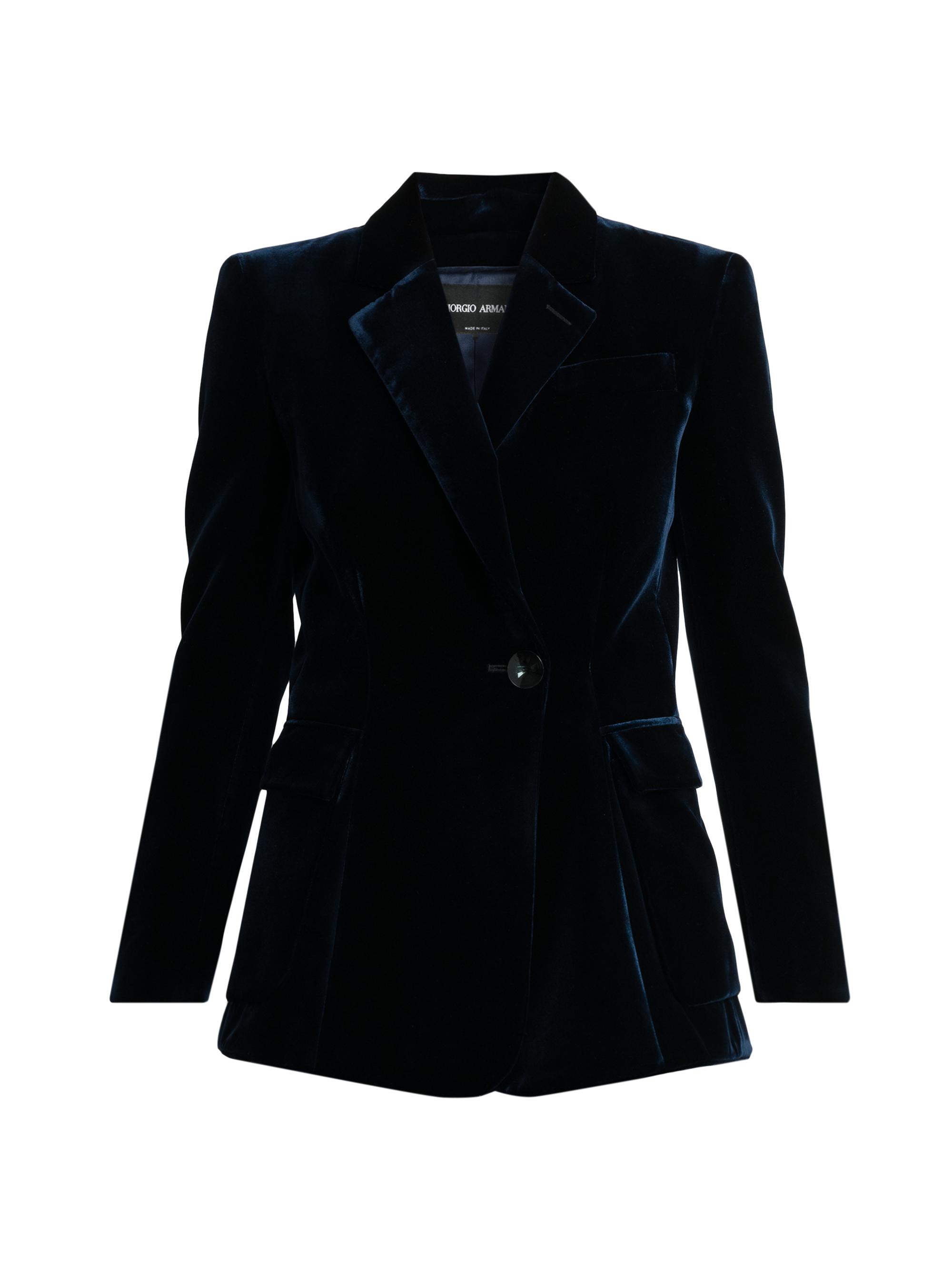 Giorgio Armani Women's Velvet Silk-Blend One-Button Jacket - Midnight Blue