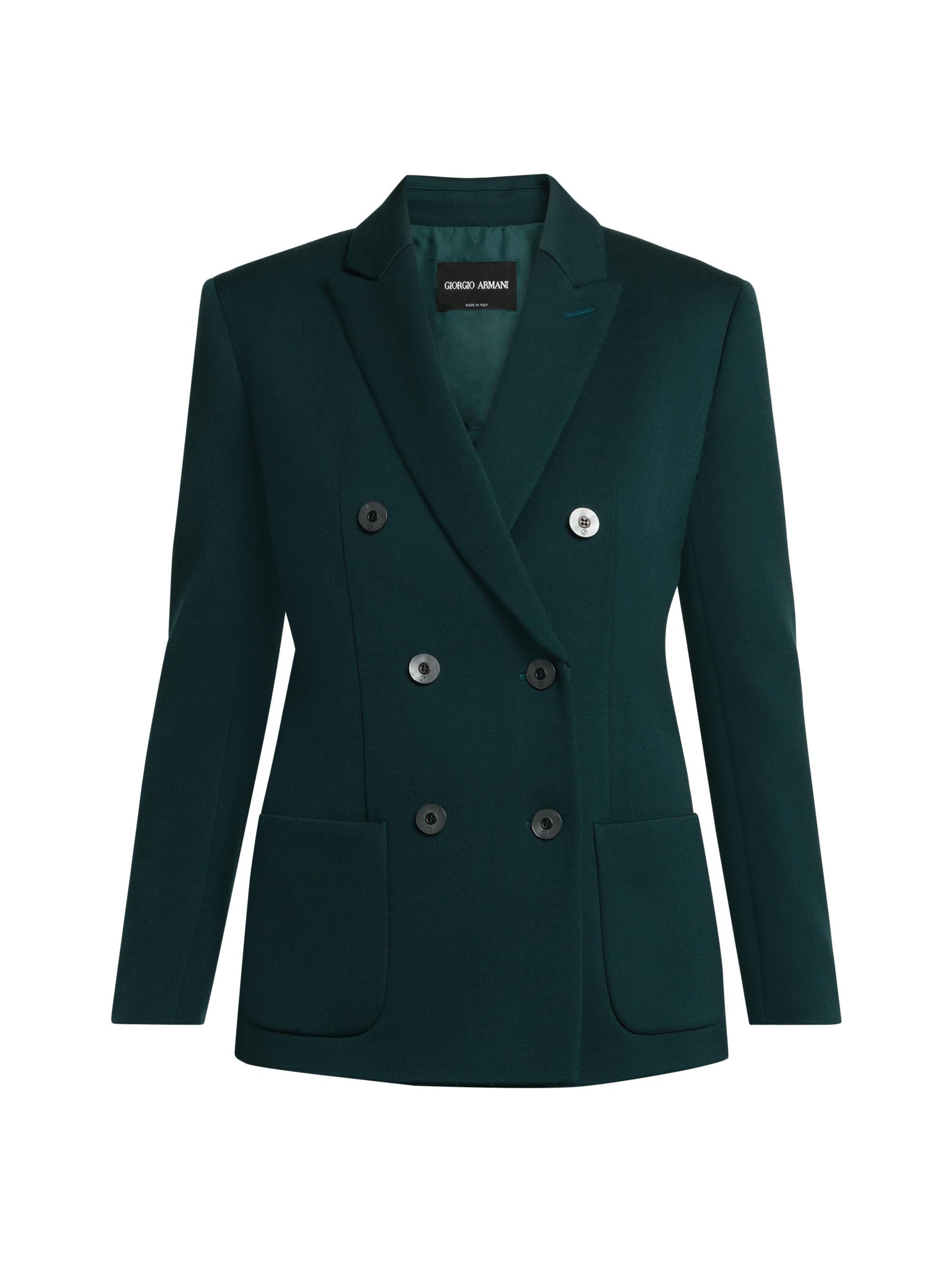 Giorgio Armani Women's Stretch Wool Double-Breasted Jacket - Emerald