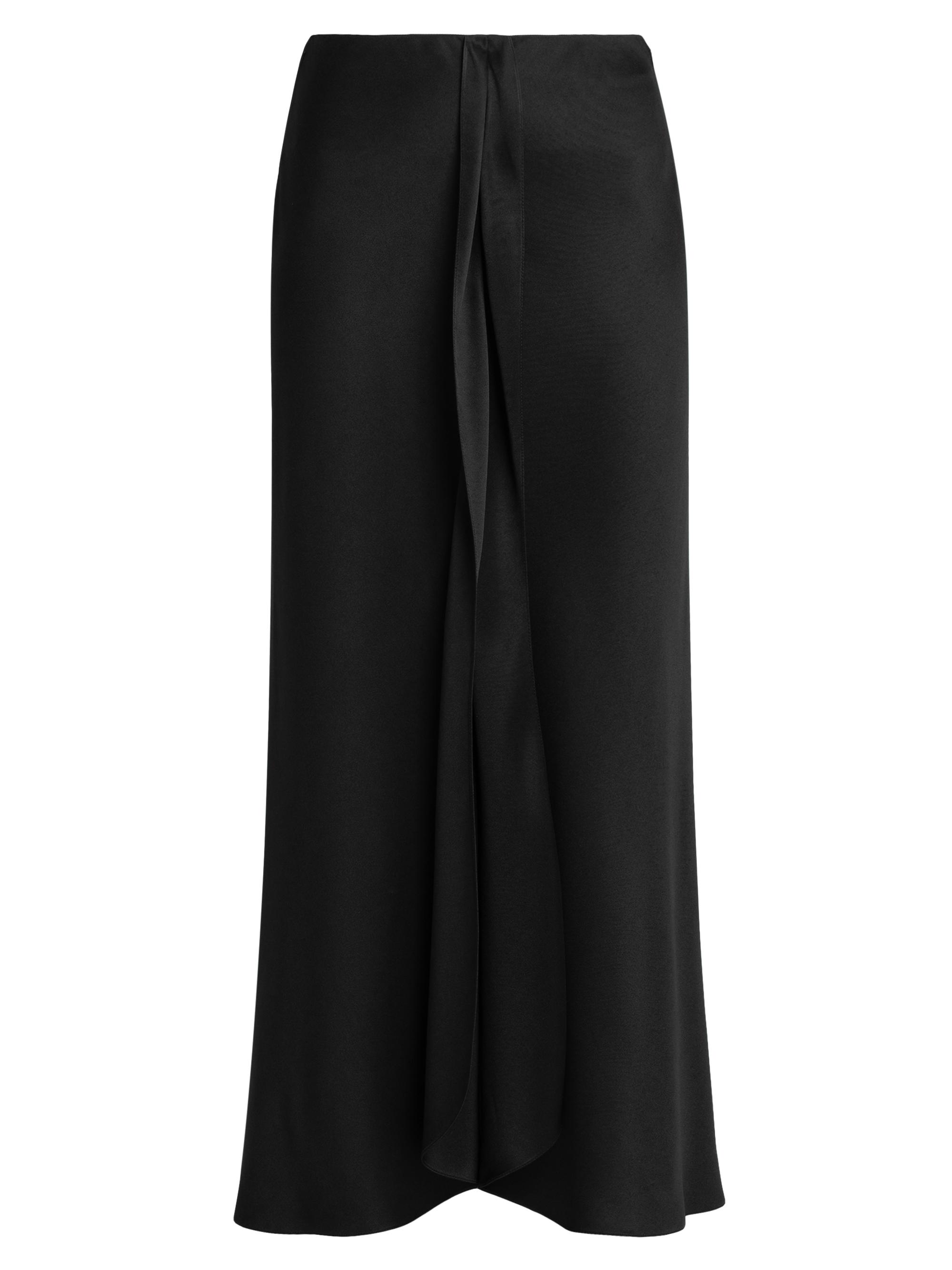 Giorgio Armani Women's Draped Silk Slit Midi-Skirt - Black