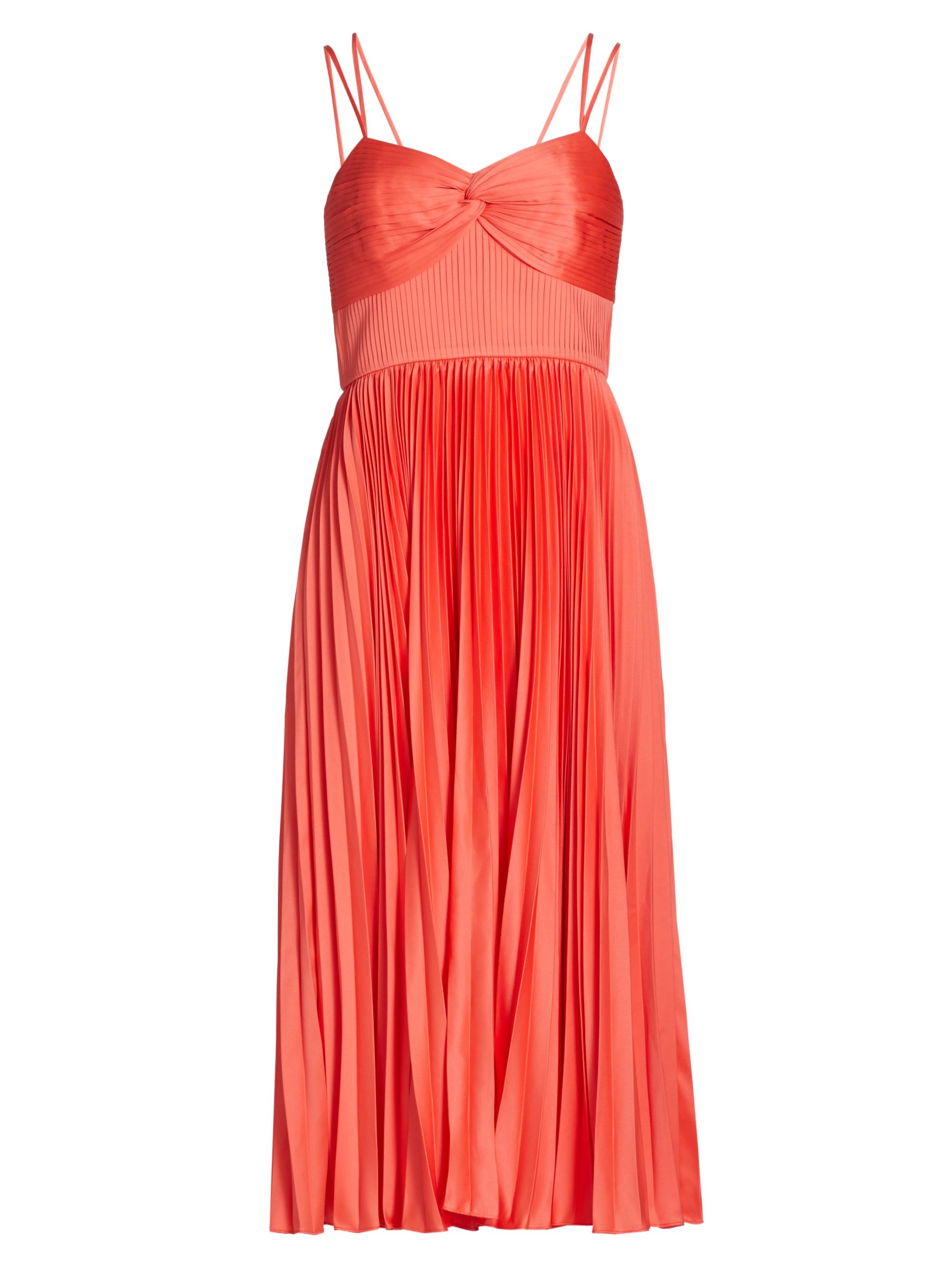 Amur Women's Krisley Pleated Sleeveless Midi Dress - Spicy Coral