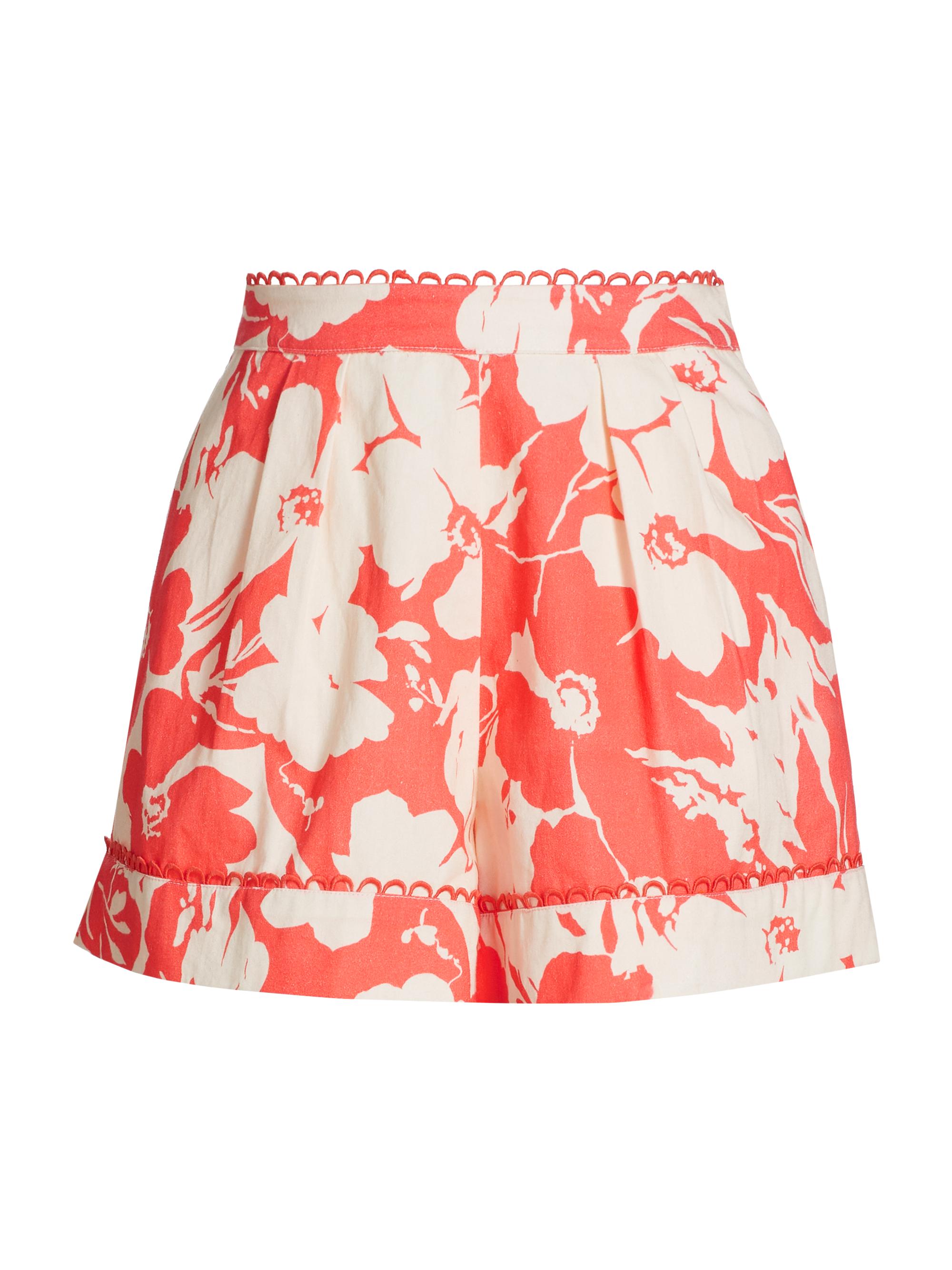 Amur Women's Adyson Floral Pleated Shorts - Coral Colorblock Flowers