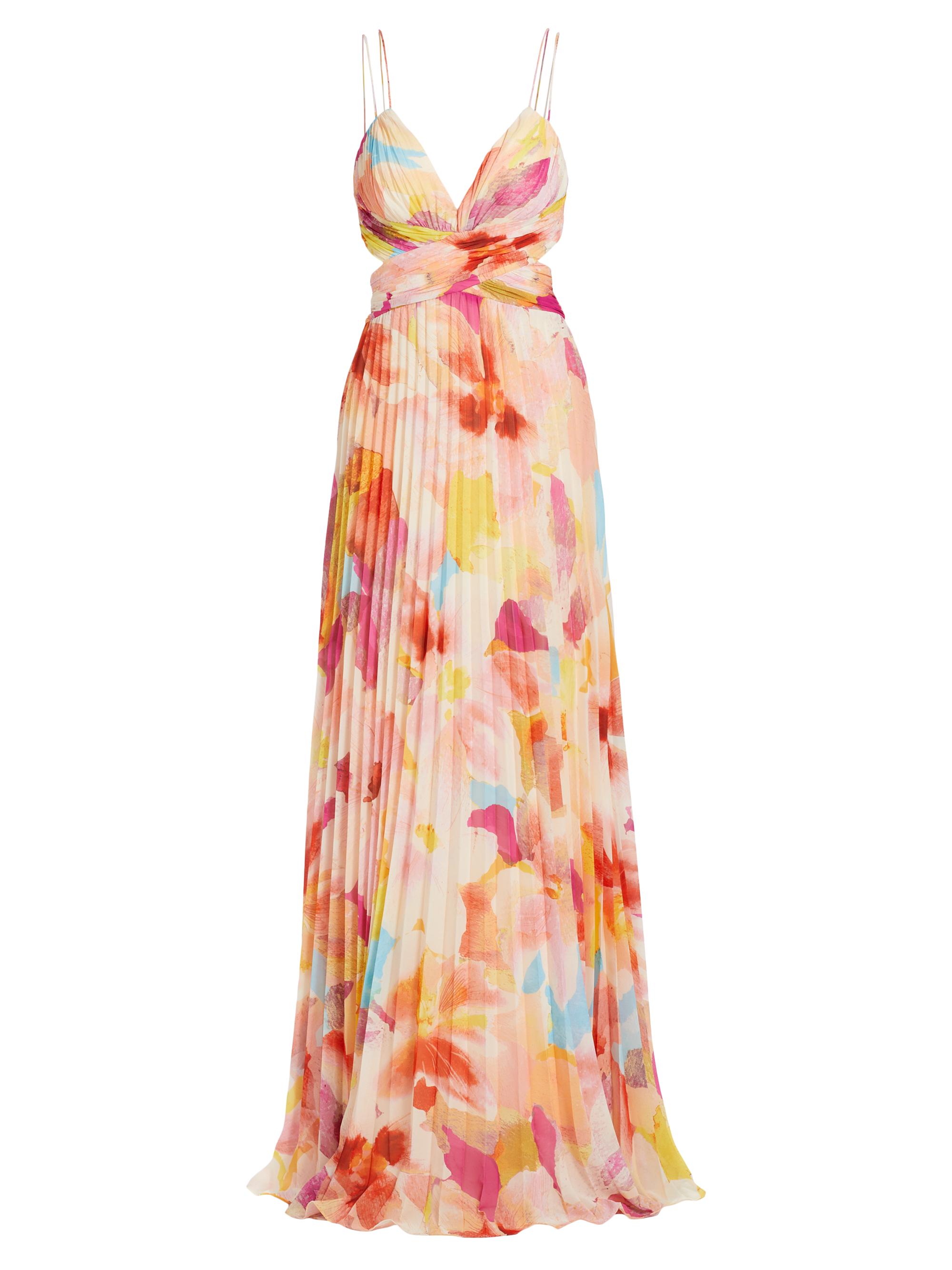 Amur Women's Lisle Floral Pleated Cut-Out Gown - Desert Lily
