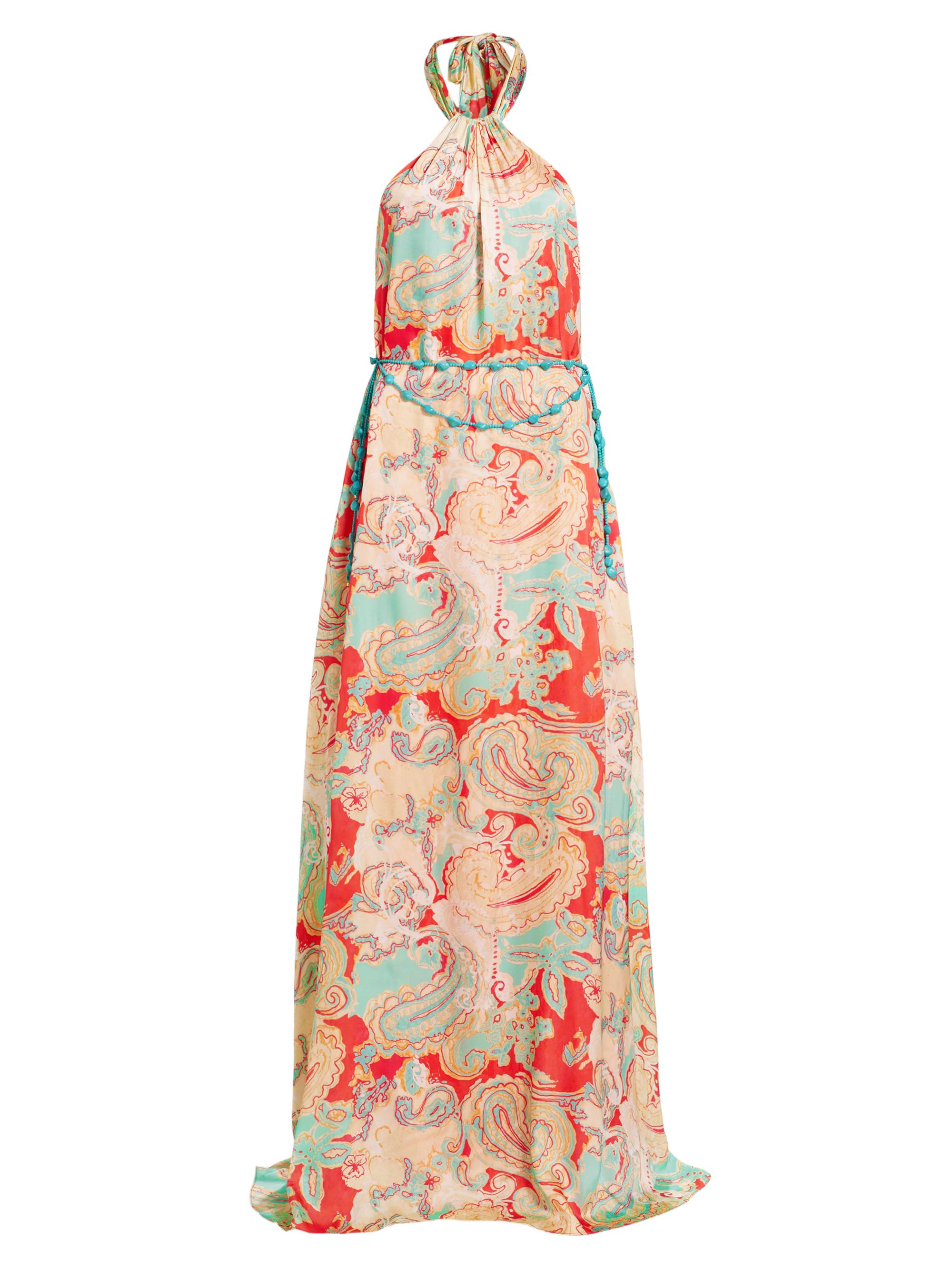 Amur Women's Collie Paisley Satin Halter Gown - Desert Paisley