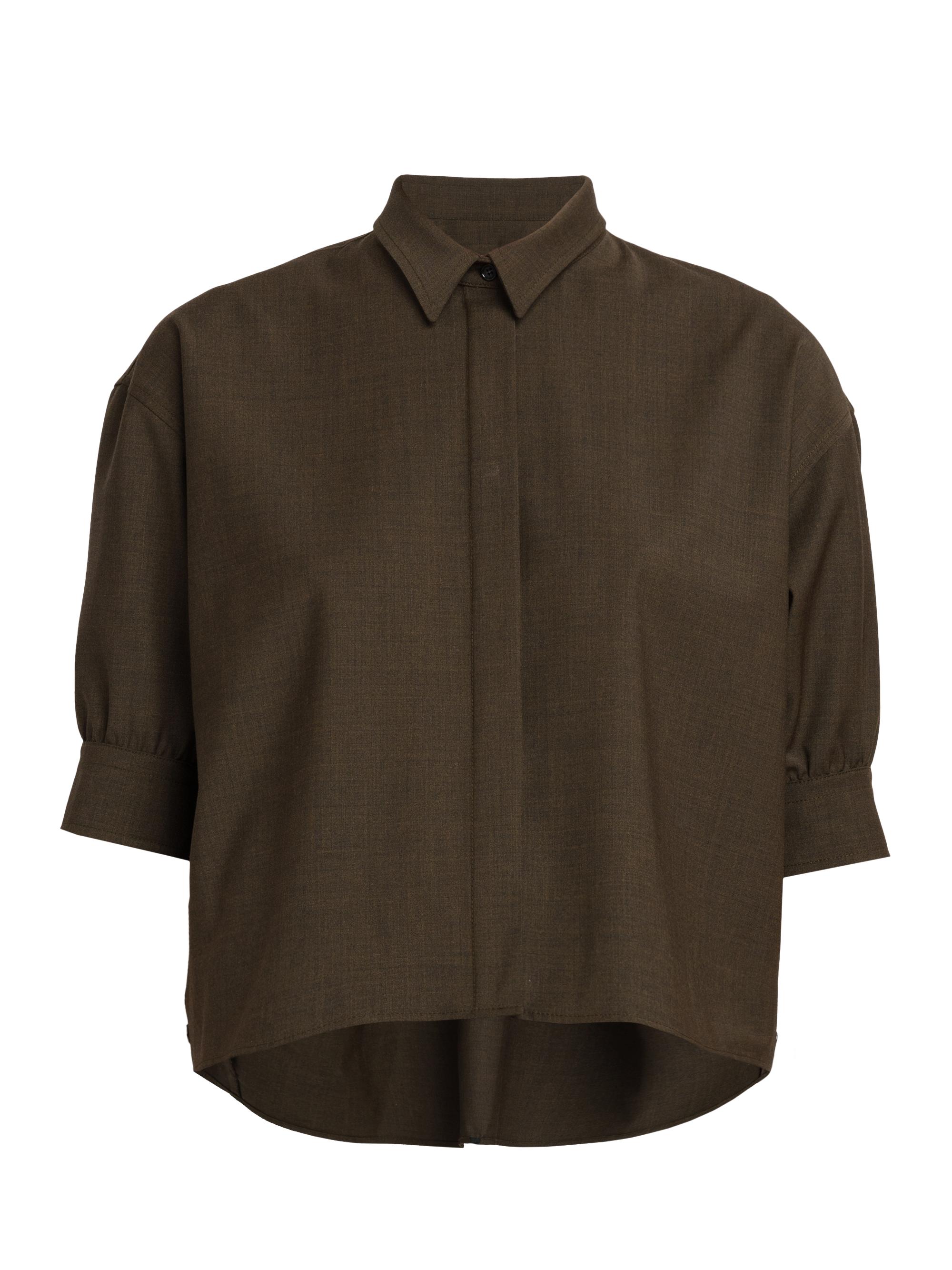Philosophy di Lorenzo Serafini Women's Tropical Wool Button-Front Blouse - Brown