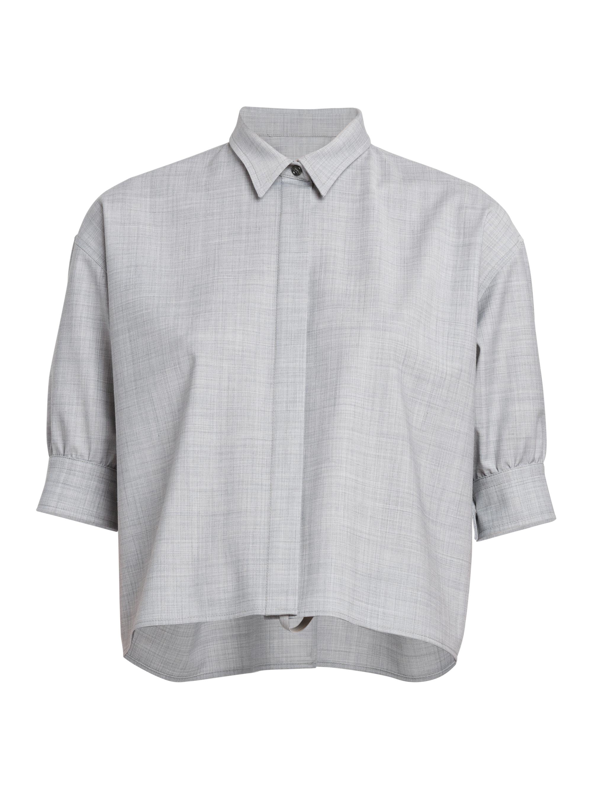 Philosophy di Lorenzo Serafini Women's Tropical Wool Button-Front Blouse - Light Grey