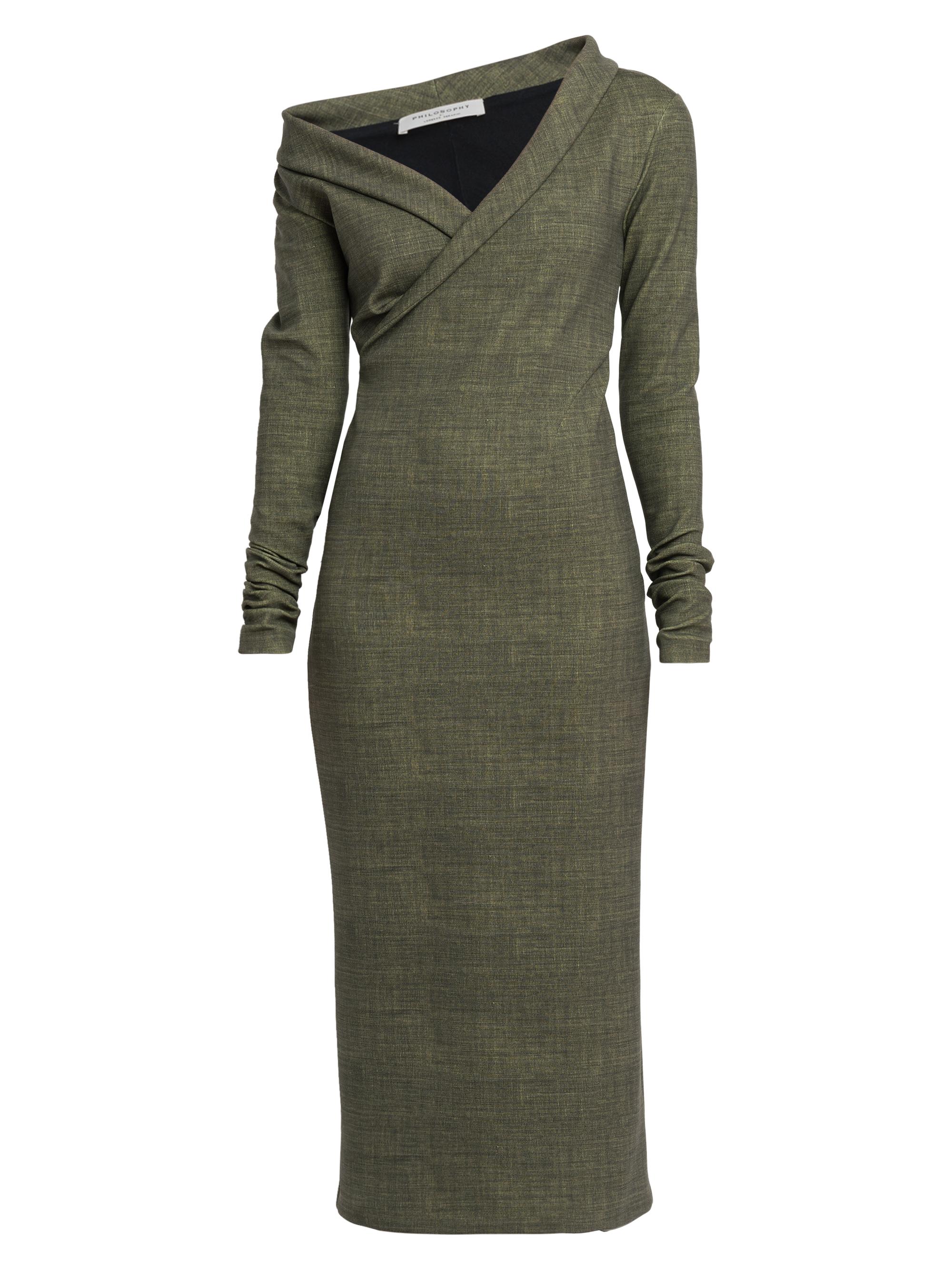 Philosophy di Lorenzo Serafini Women's Asymmetrical V-Neck Midi-Dress - Multi Green