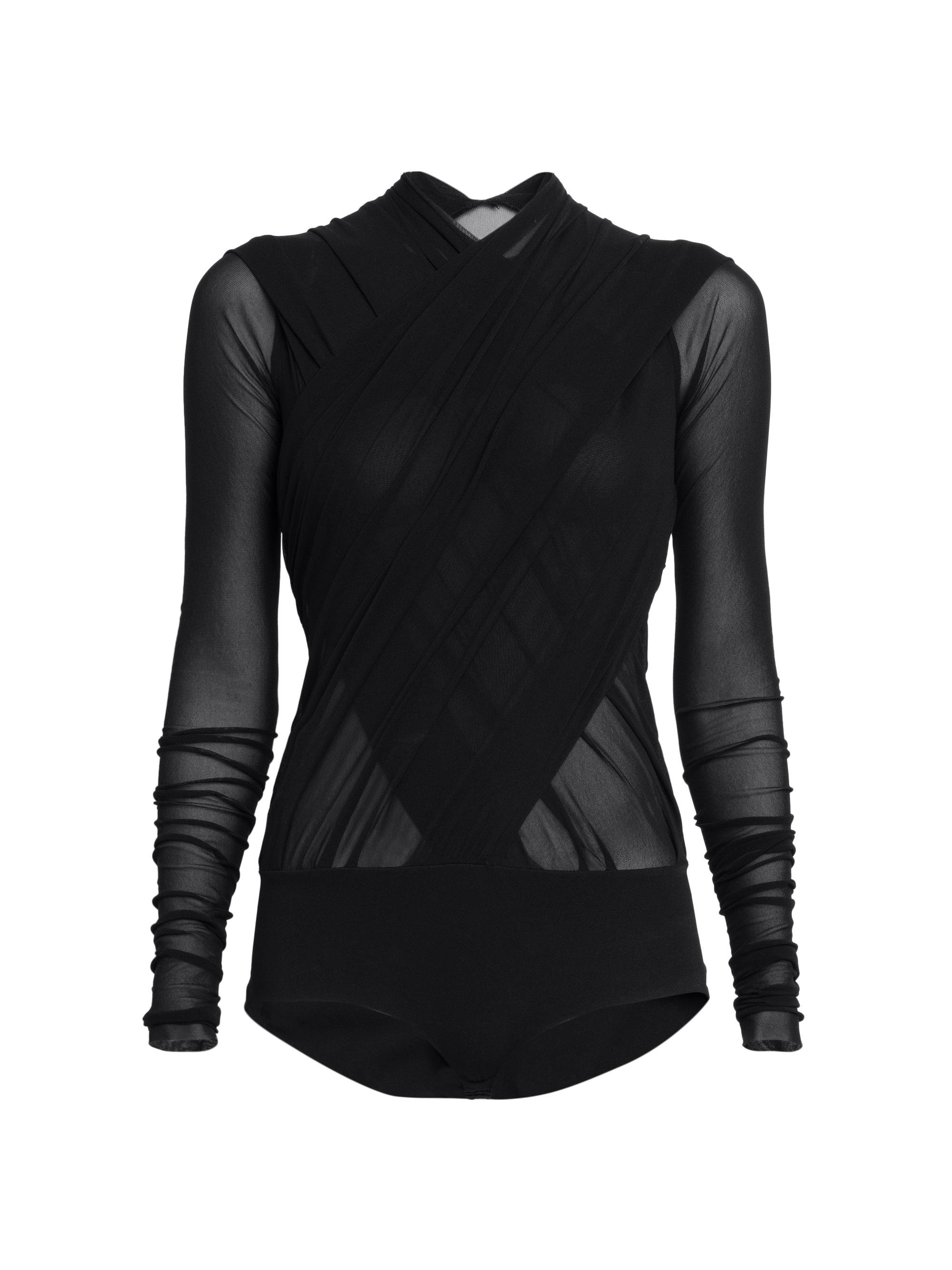 Philosophy di Lorenzo Serafini Women's Sheer Tulle Wrap-Front Bodysuit - Black