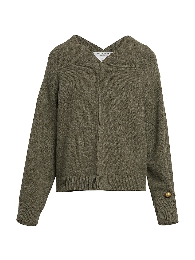 Shop Philosophy di Lorenzo Serafini Wool-Silk V-Neck Pin Shop Philosophy di Lorenzo Serafini Wool-Silk V-Neck Pin