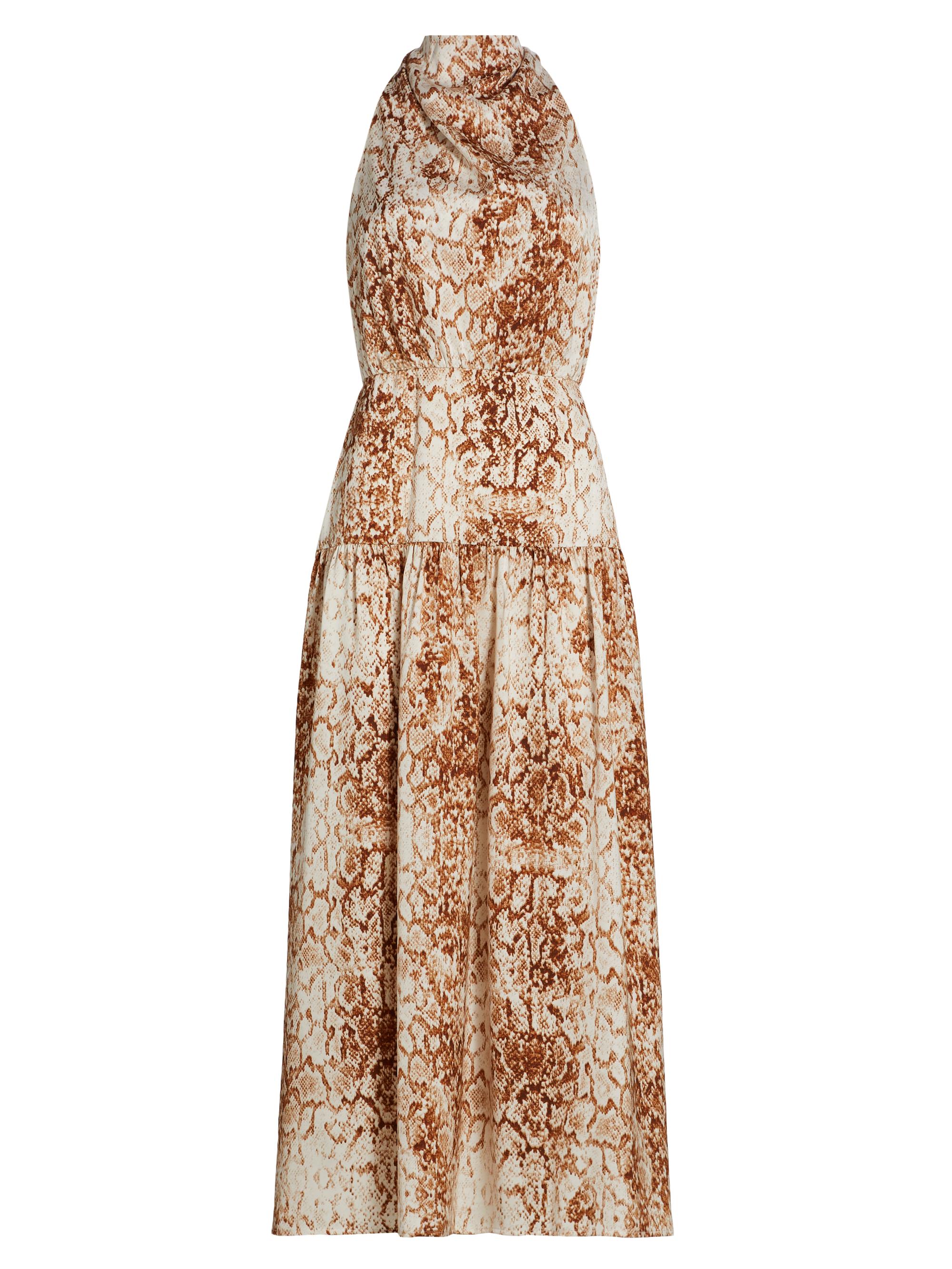 Wayf Women's Karine Snake Print Halter Maxi Dress - Brown Python