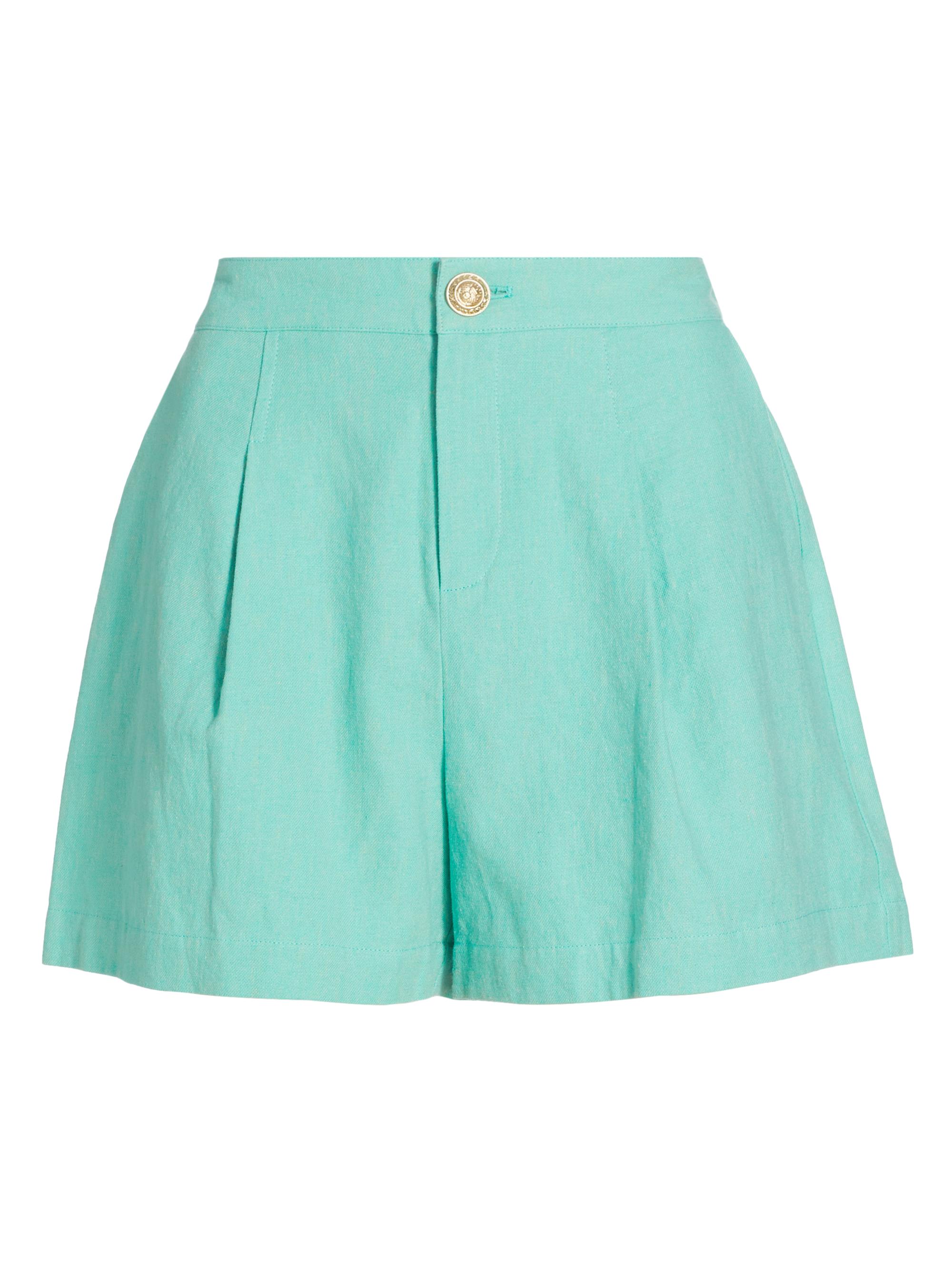 L'AGENCE Women's Saige Safari Linen-Blend Shorts - Seafoam