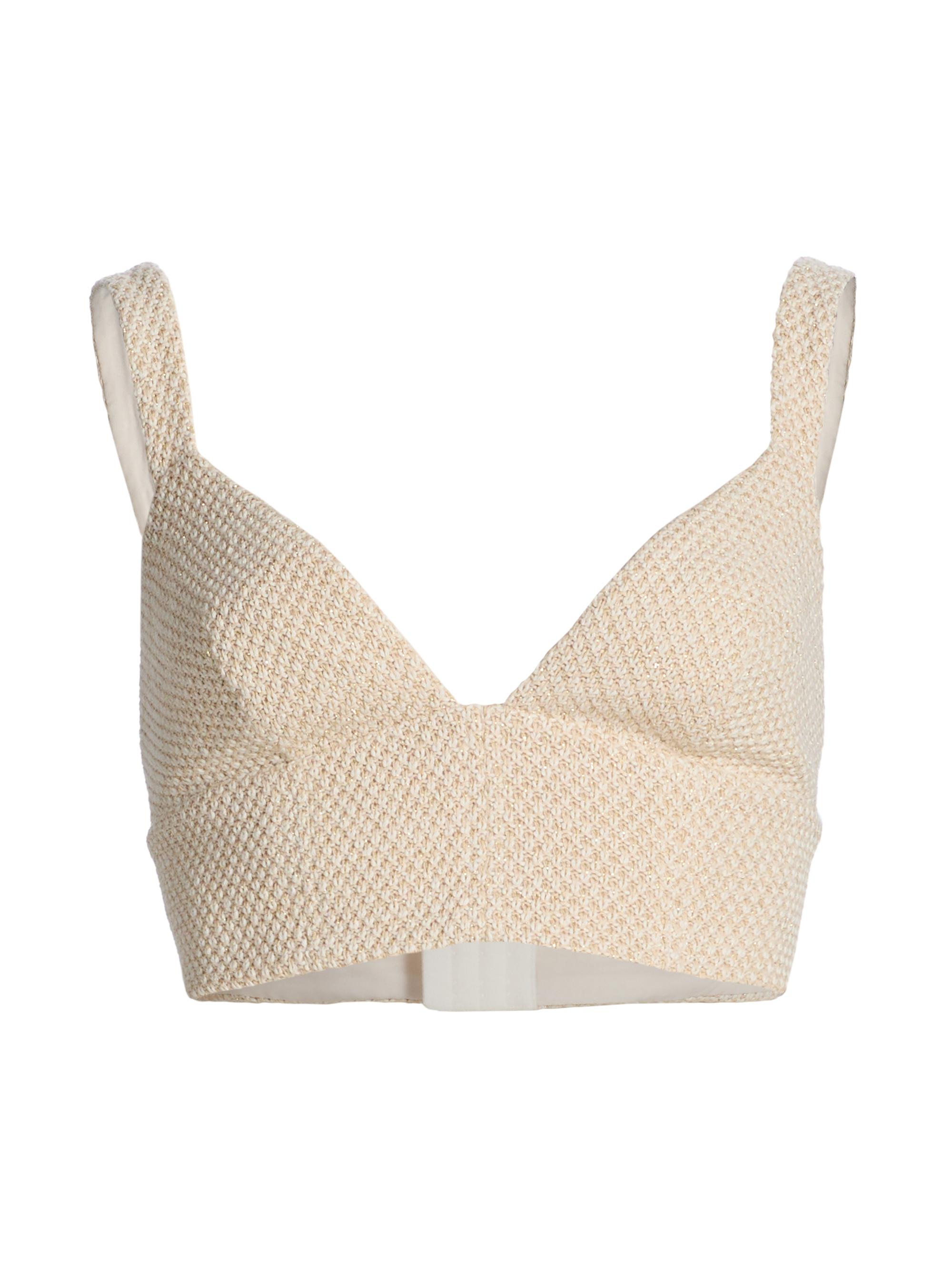 L'AGENCE Women's Catalia Knit Bra Top - White  Gold