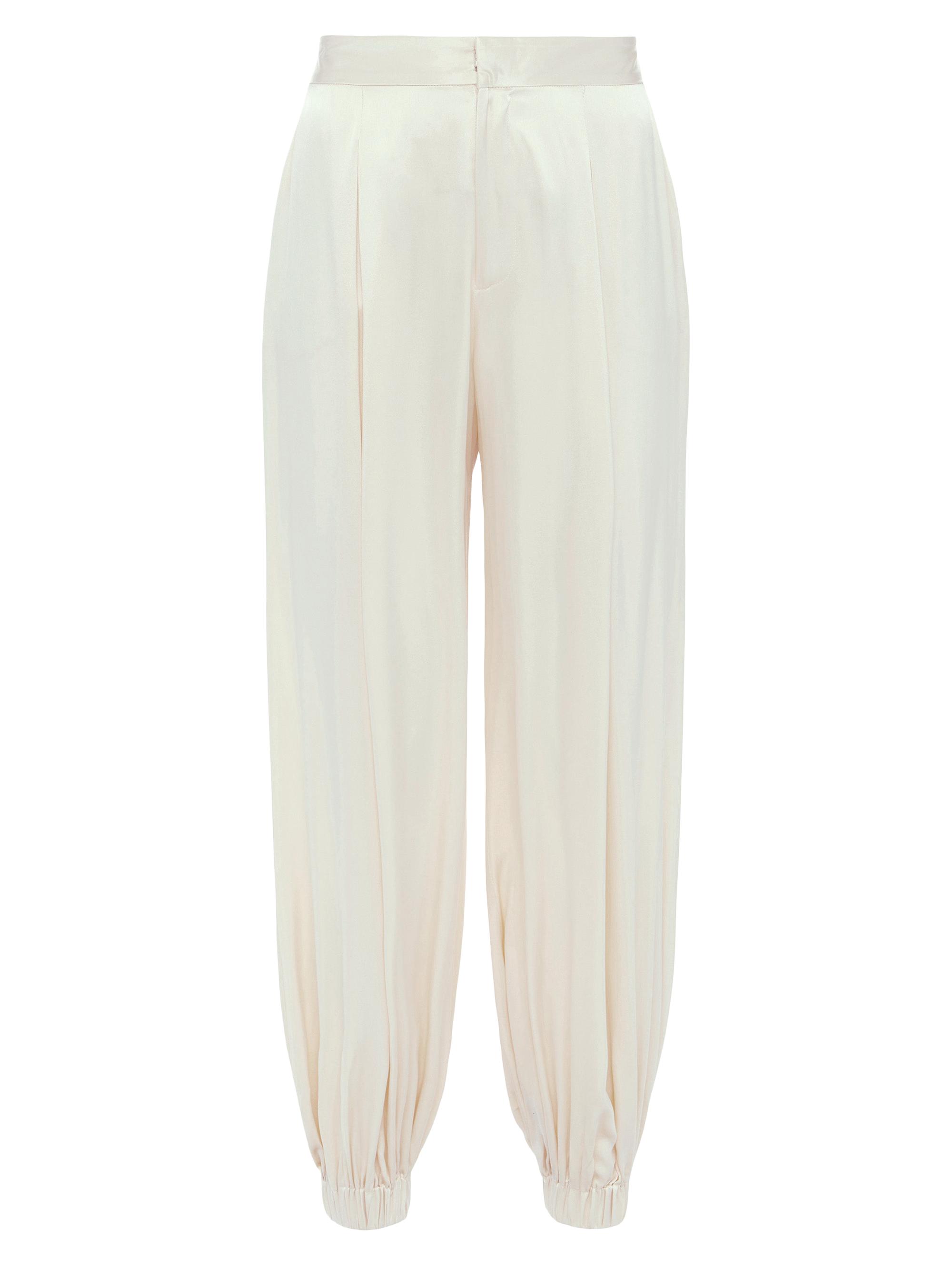 L'AGENCE Women's Palmer Silk Blouson Pants - Creme Brulee