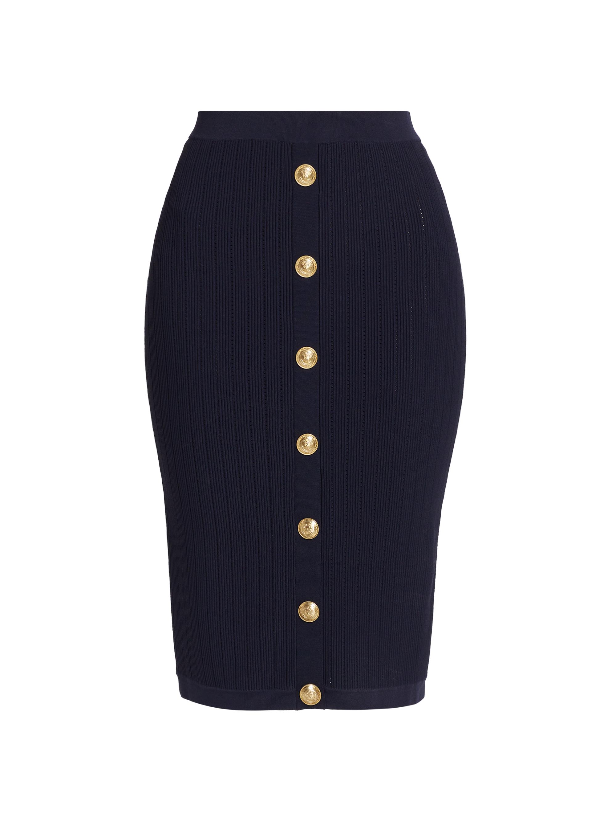 L'AGENCE Women's Melania Pointelle Knit Skirt - Ecru Coral Pale Blue