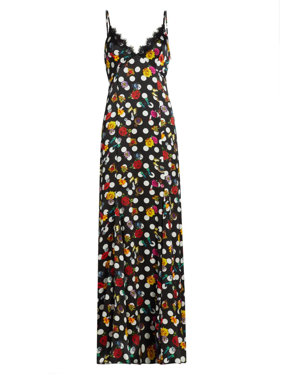 L'AGENCE Zanna Polka Dot Lace-Trim Gown | Saks Fifth Avenue