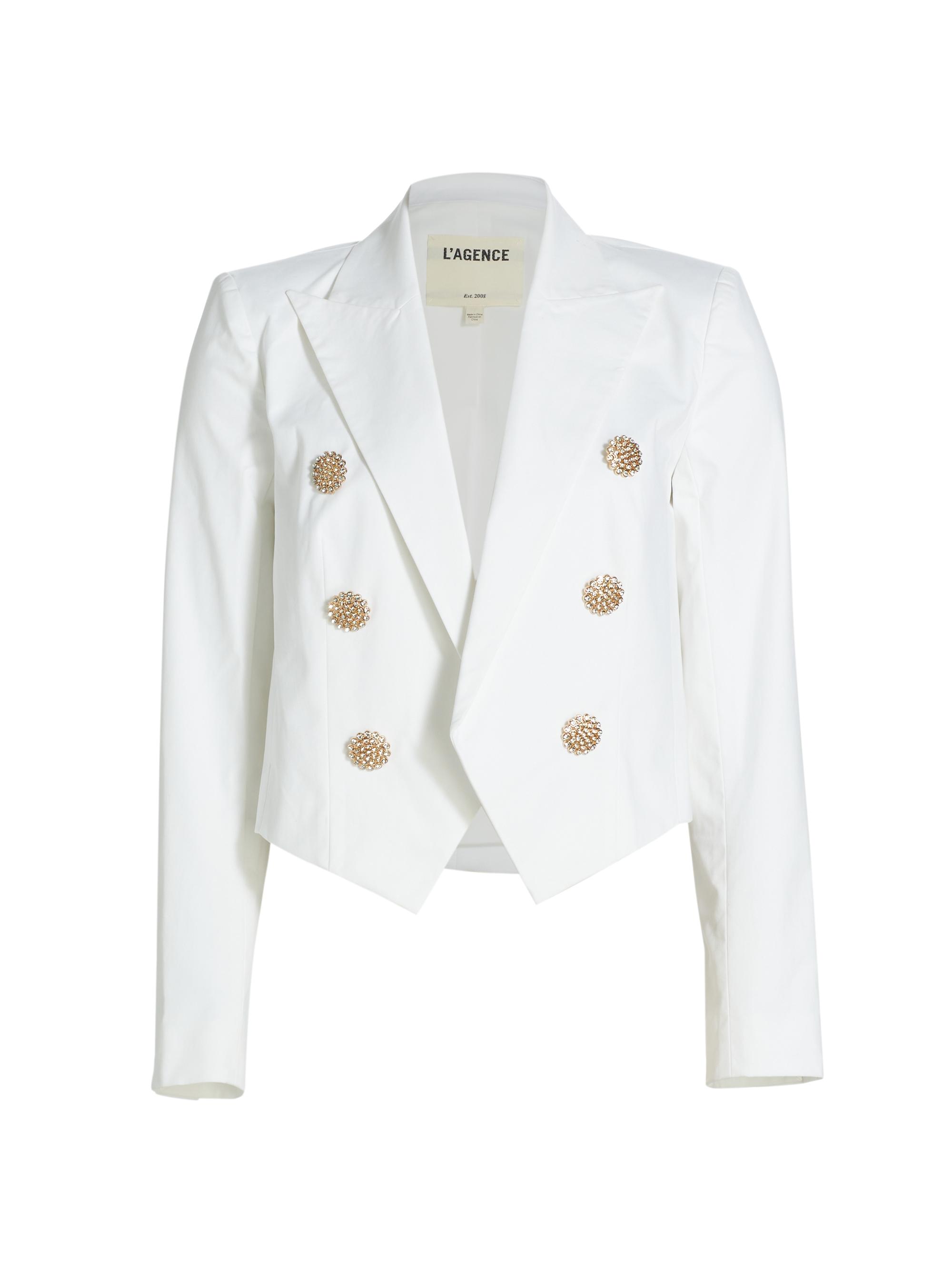 L'AGENCE Women's Lila Embellished Boxy Blazer - White
