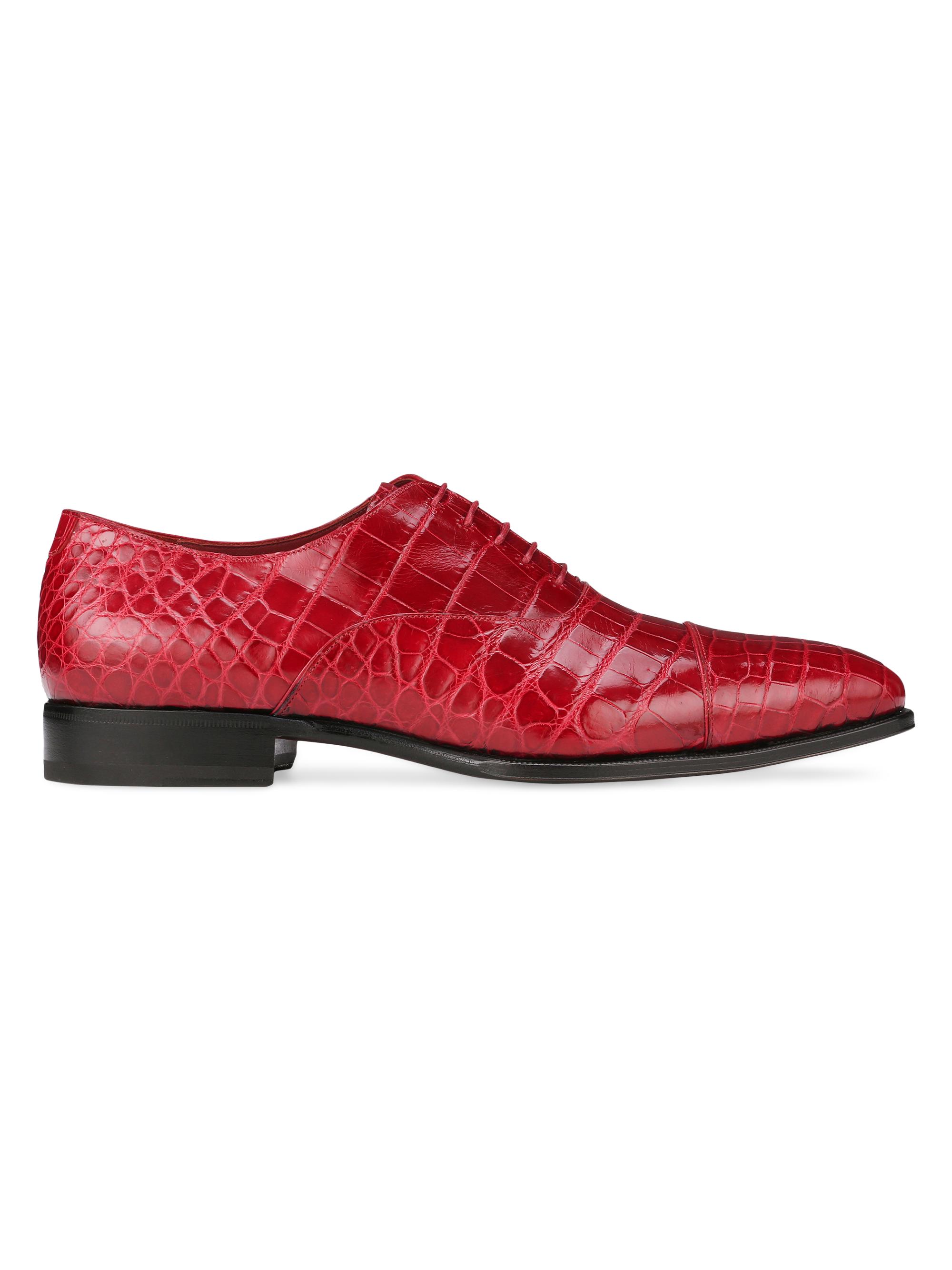 Stefano Ricci Men's Matted Crocodile Oxford Shoes - Dark Red