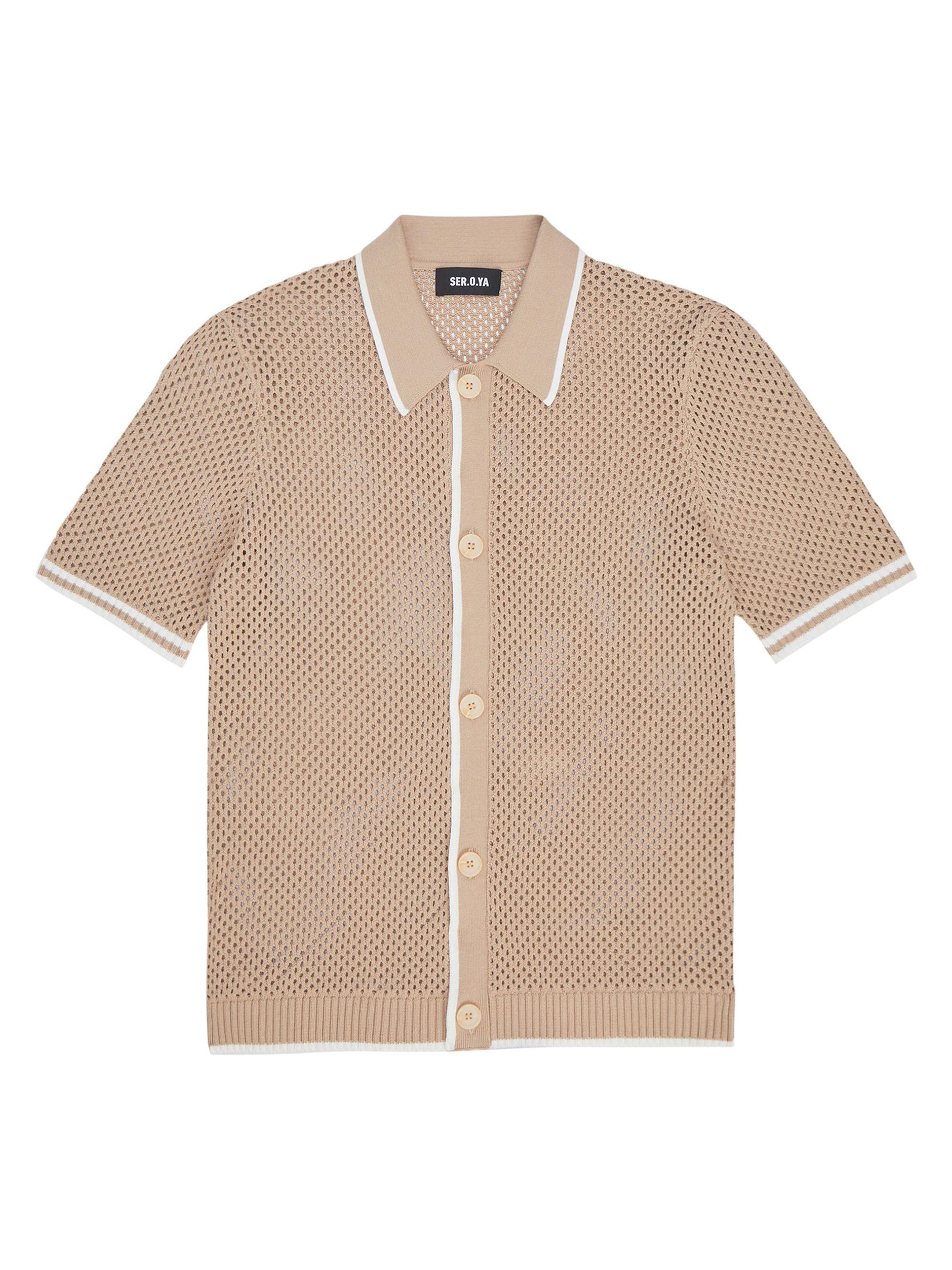 Ser.o.ya Men's Michael Cardigan Shirt - Beige White