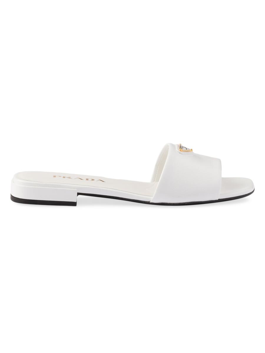 Prada Saffiano Patent Leather Slides | Saks Fifth Avenue