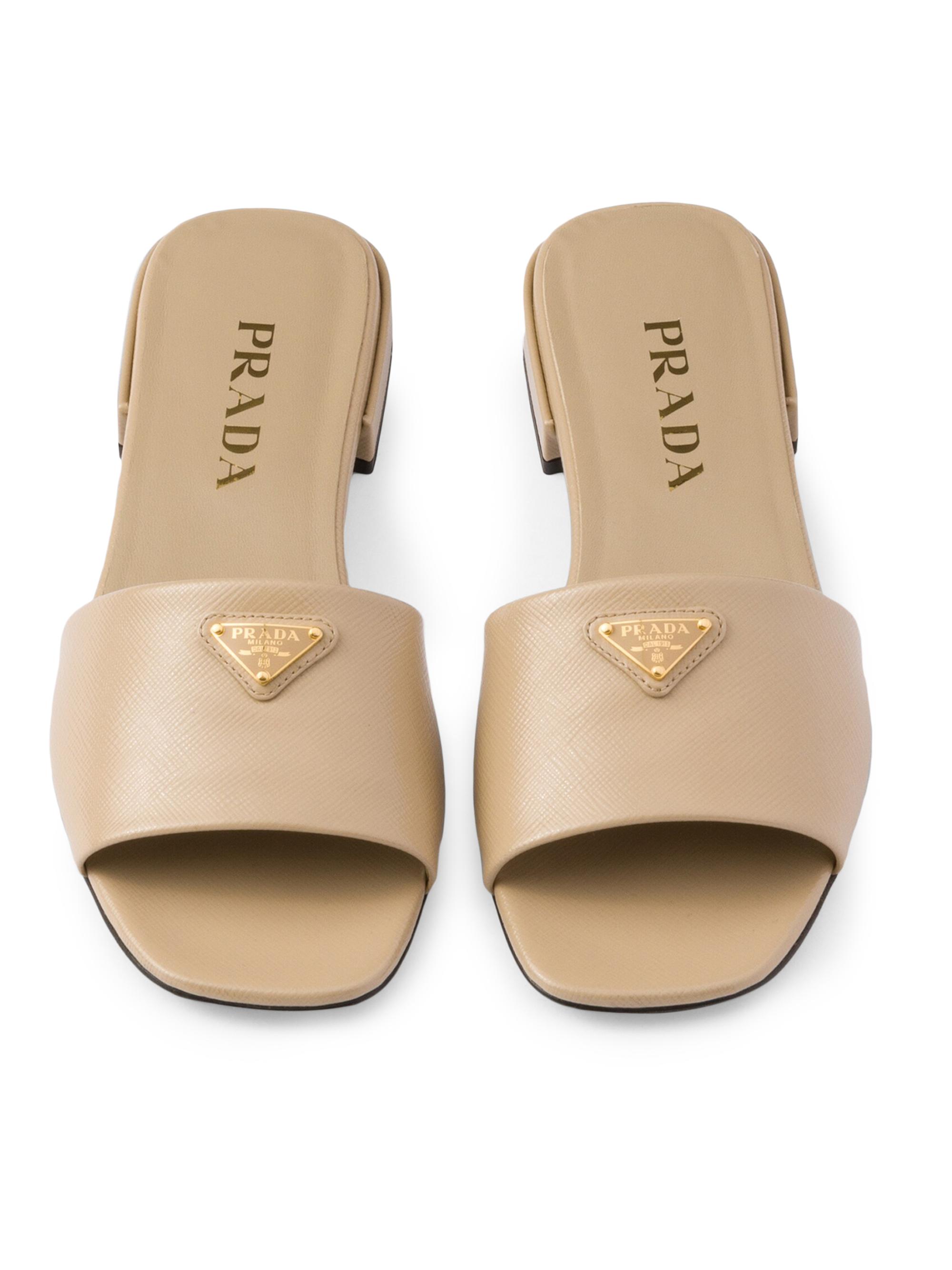 Prada Saffiano Patent Leather Slides | Saks Fifth Avenue