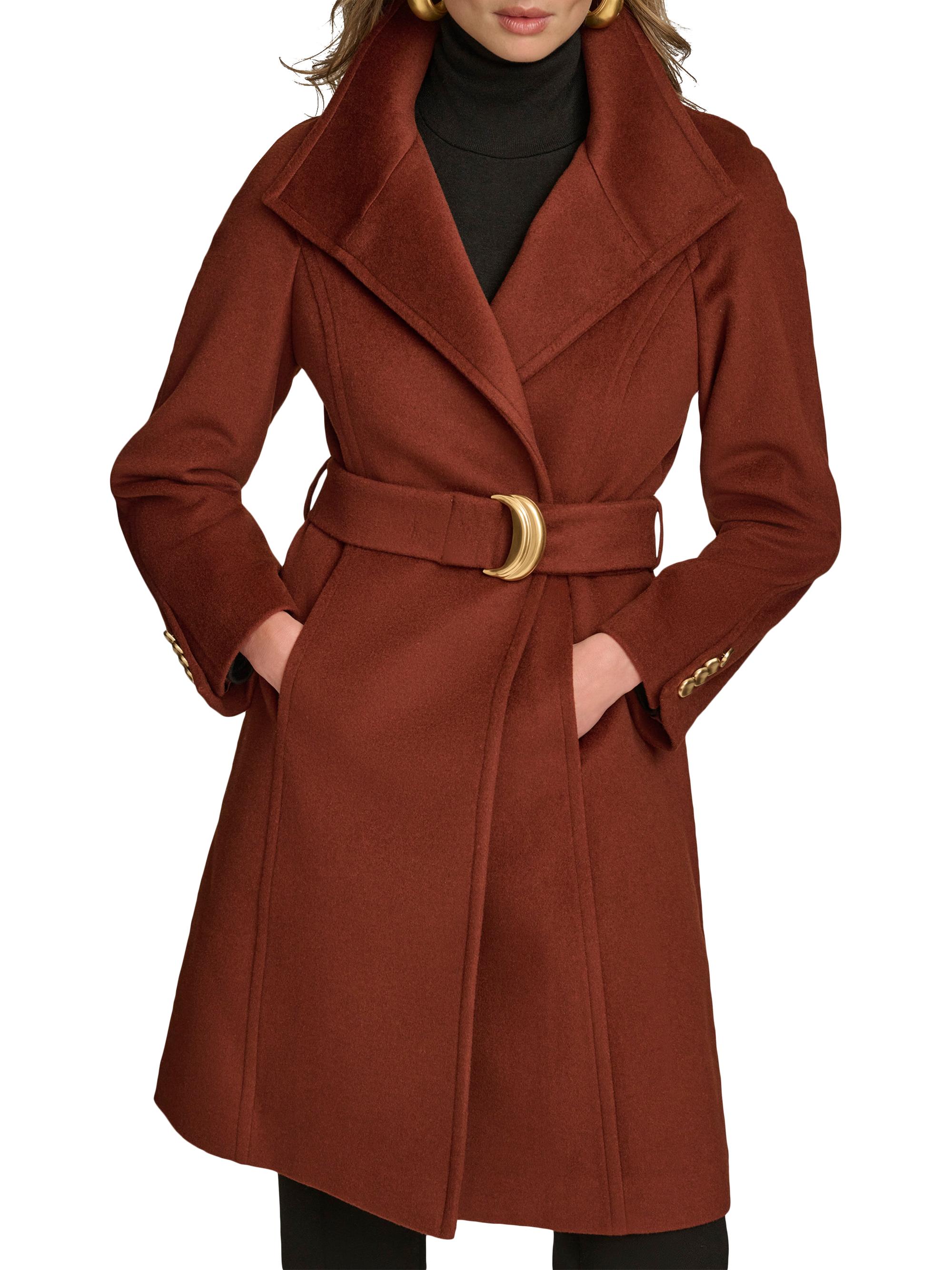 Donna Karan New York Women's Wool-Blend Belted Trench Coat - Whiskey
