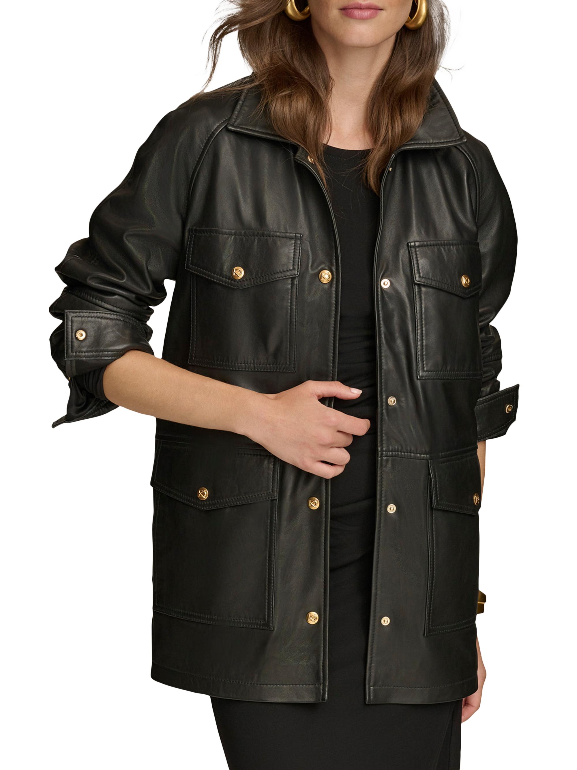 Donna Karan New York Women's Leather Field Jacket - Black