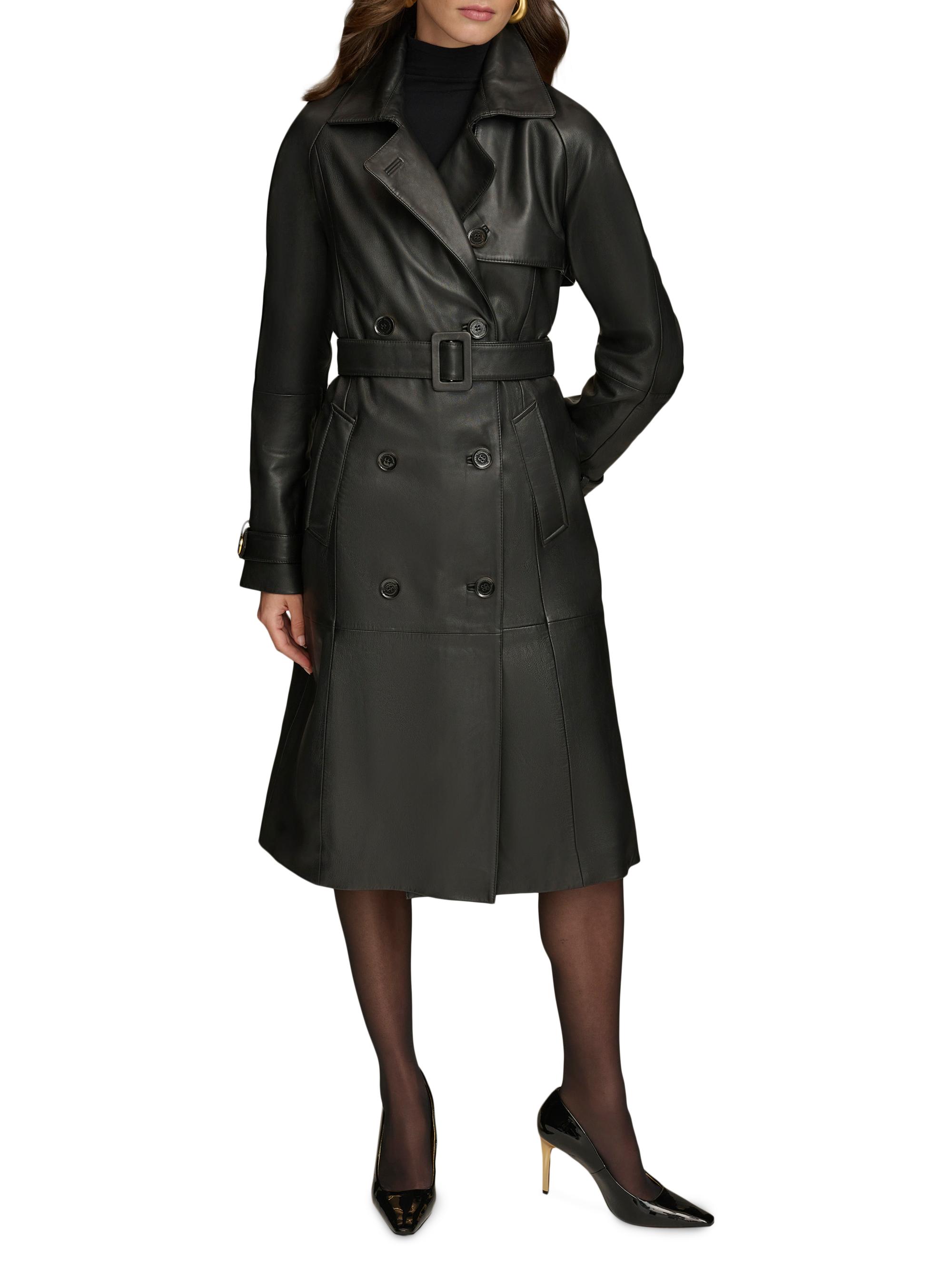 Donnakaran signature ベルベット アウター Sサイズ Donna Karan New York Leather Belted Double-Breasted Trench Coat