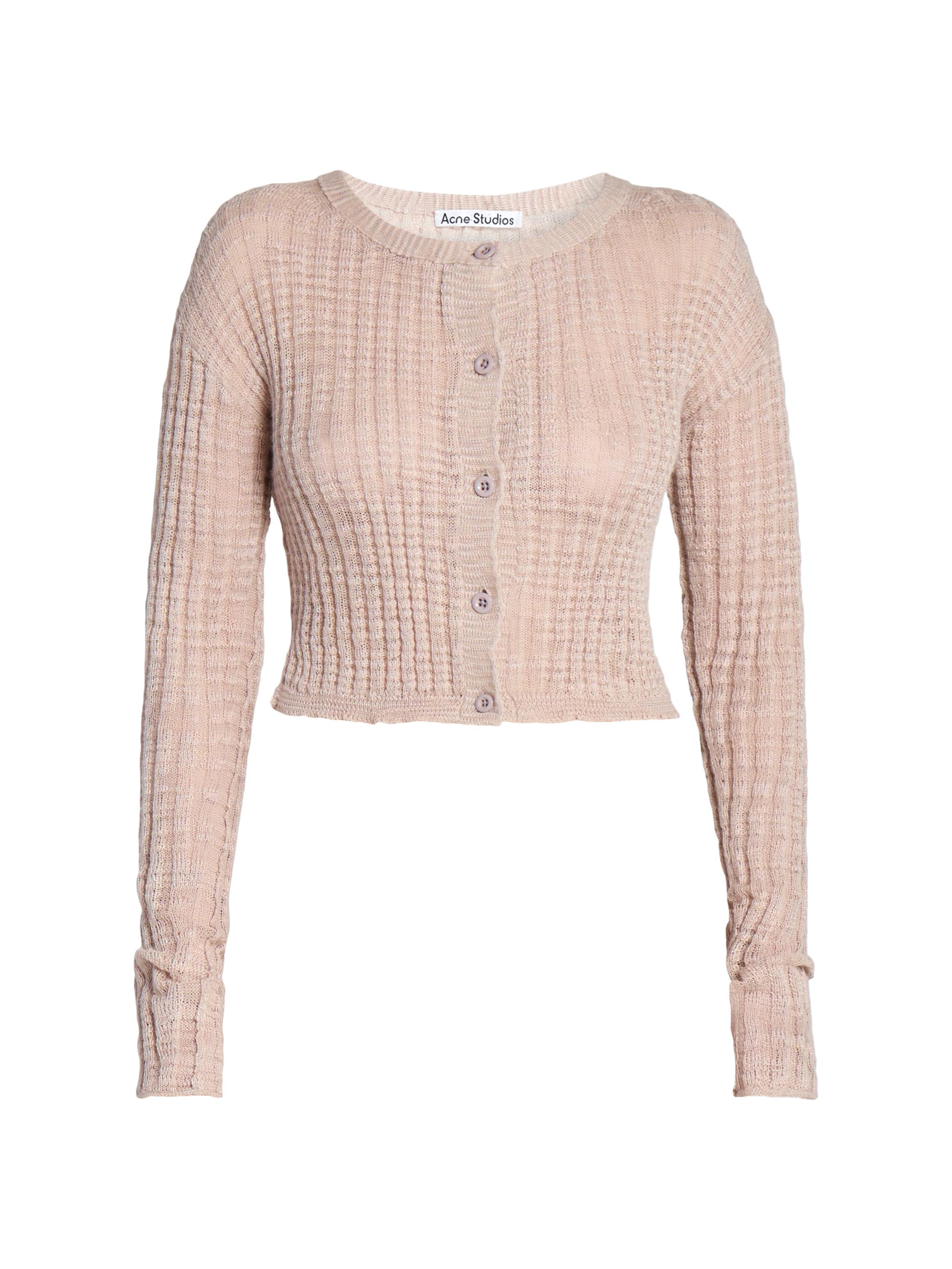 Acne Studios Women's Kiko Linen-Blend Crop Cardigan - Dusty Pink
