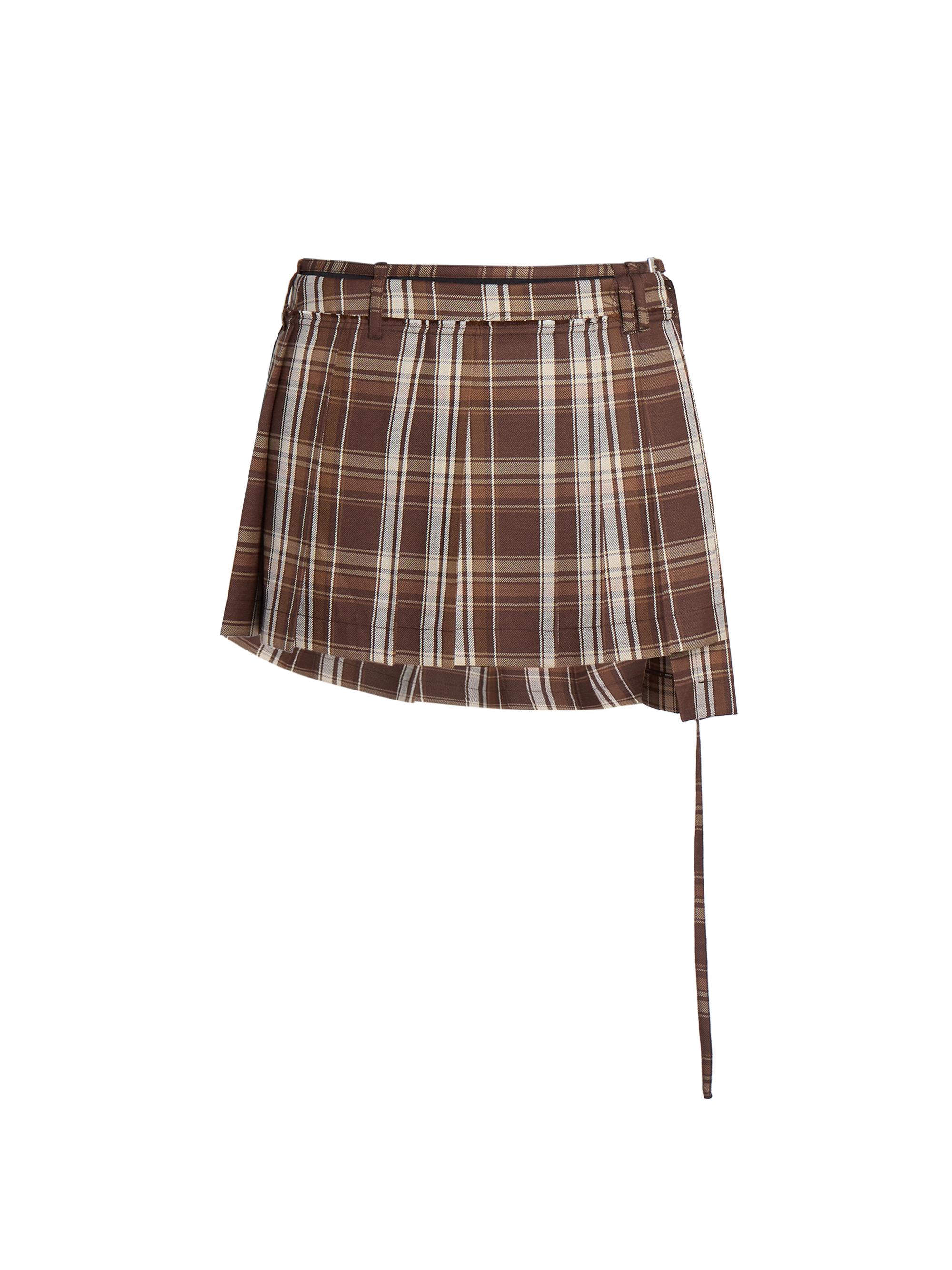Acne Studios Women's College Check Wrap Miniskirt - Brown Beige
