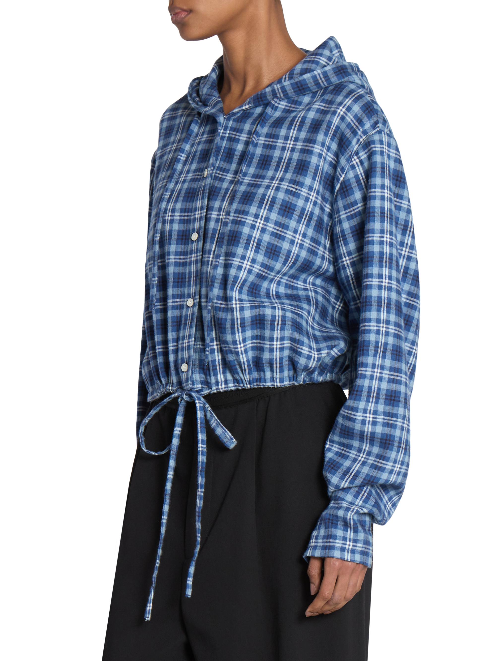 Acne Studios Flannel Check Cotton Hooded Top | Saks Fifth Avenue