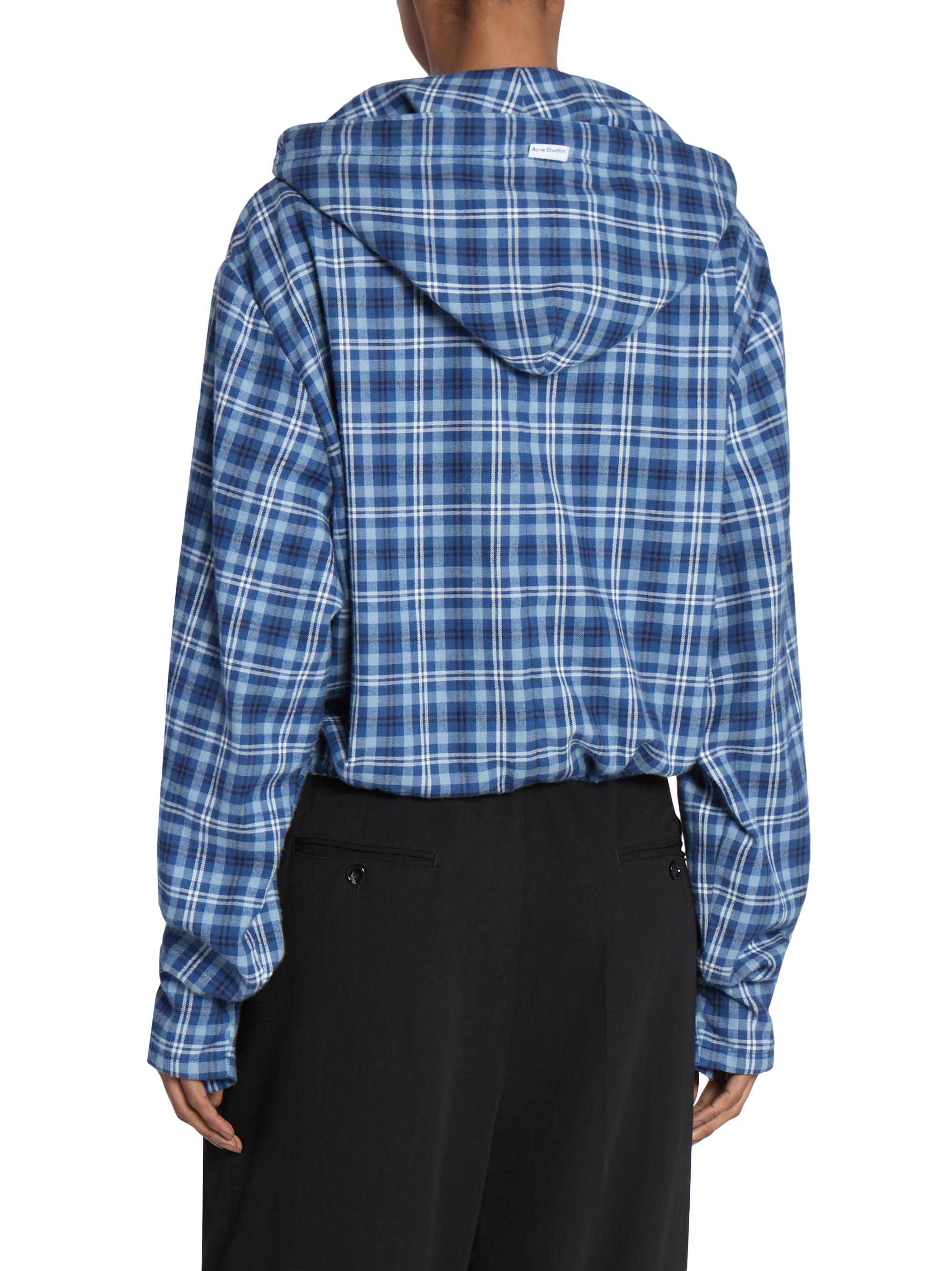 Acne Studios Flannel Check Cotton Hooded Top | Saks Fifth Avenue