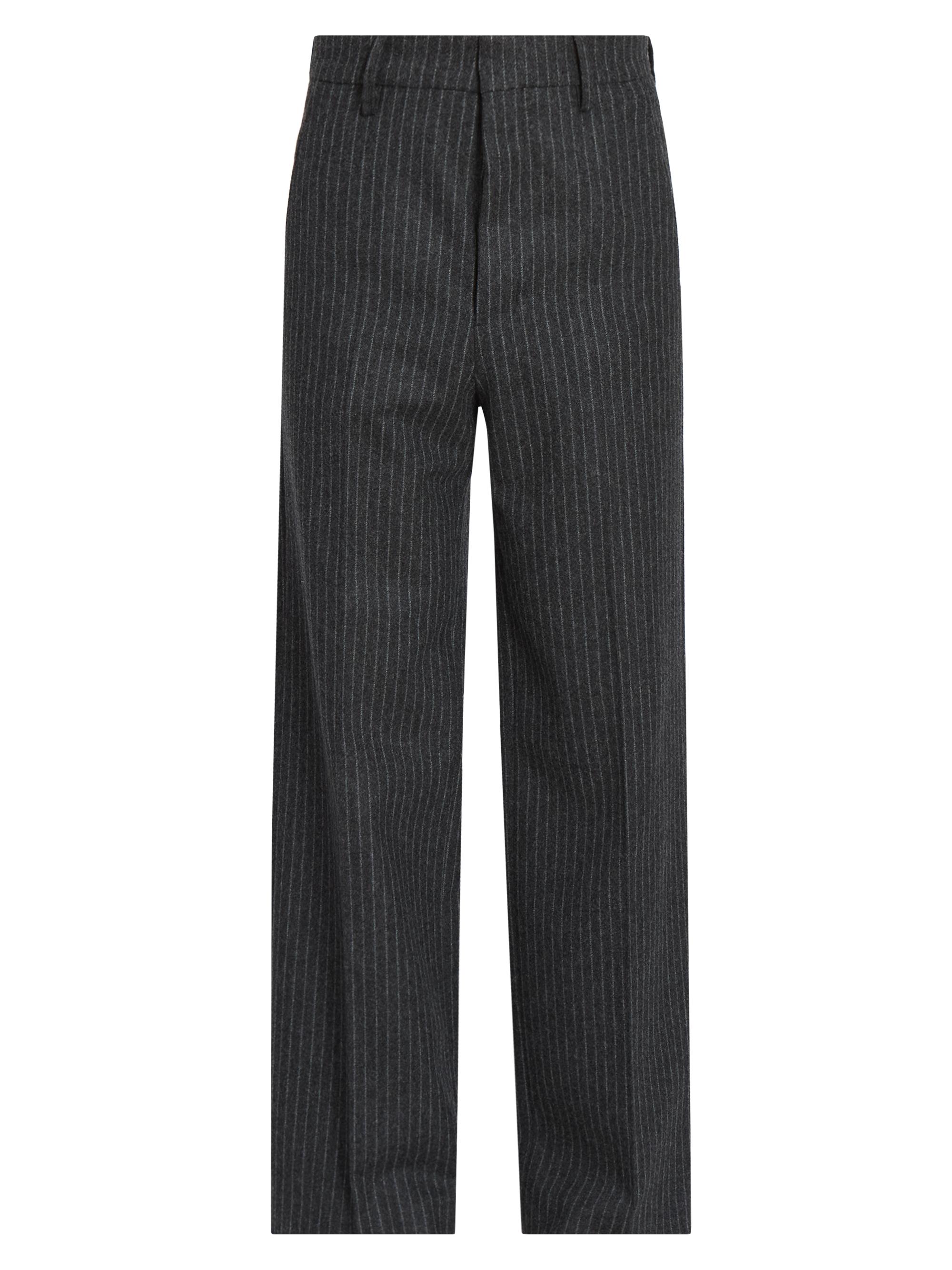 AMI Paris Men's Pinstriped Wide-Leg Wool Trousers - Dark Grey Off White