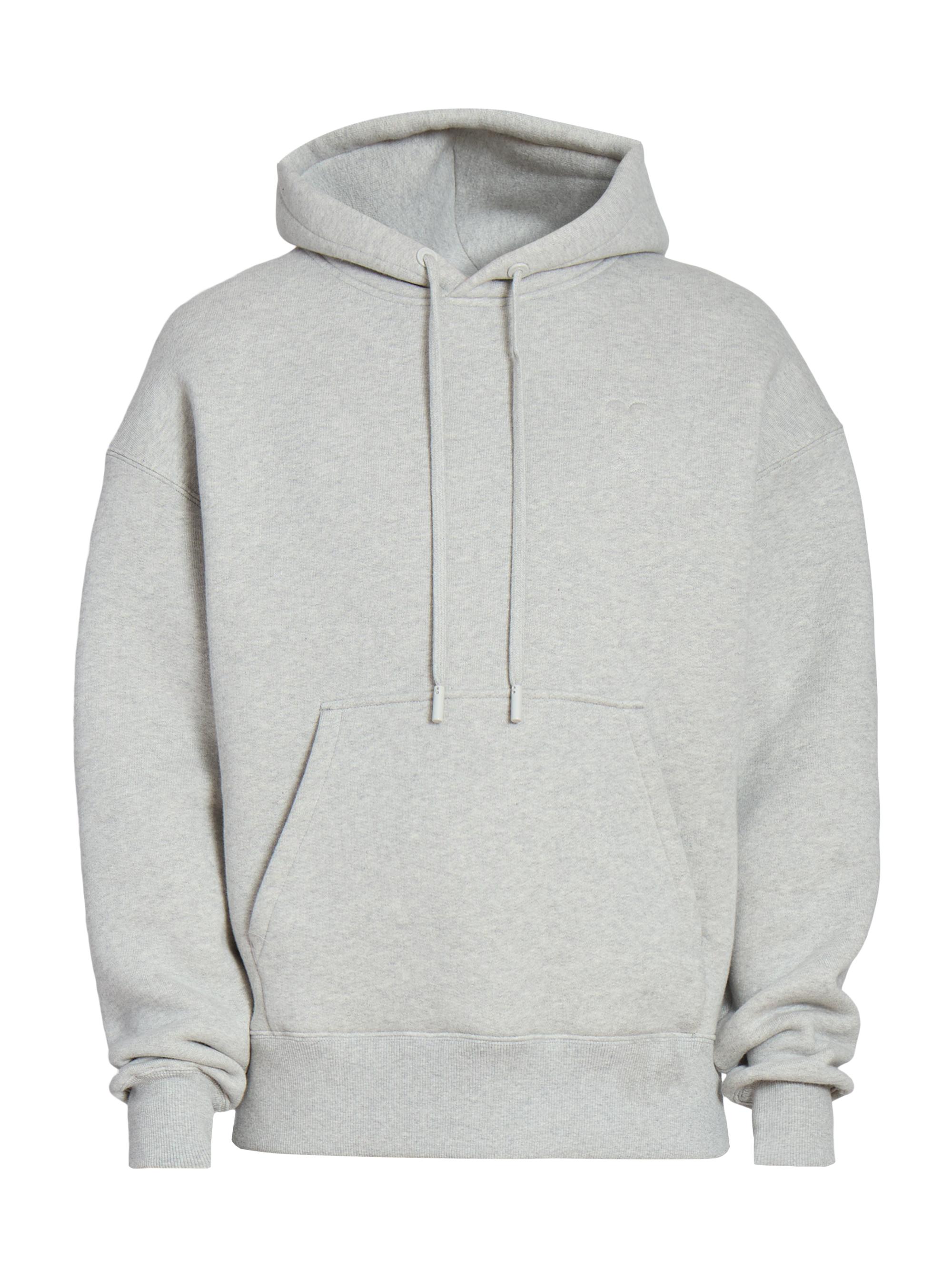 AMI Paris Men's Logo-Embossed Cotton-Blend Hoodie - Heather Ash Grey