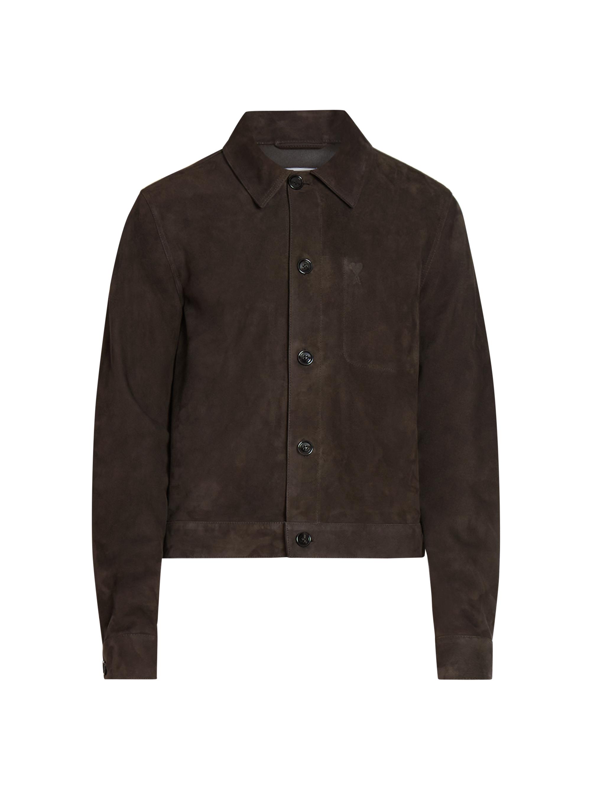 AMI Paris Men's Suede Work Jacket - Dark Coffee