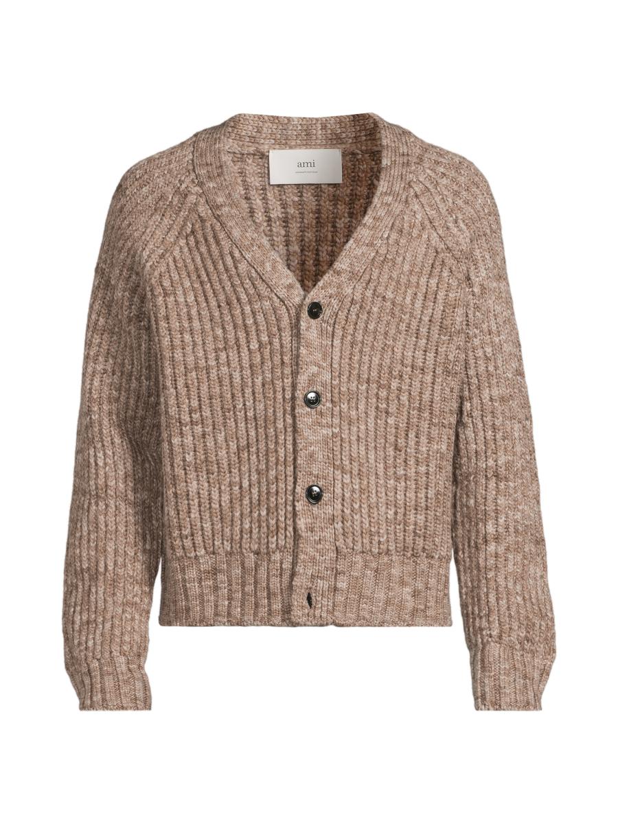 AMI Paris Rib-Knit Wool Cardigan | Saks Fifth Avenue