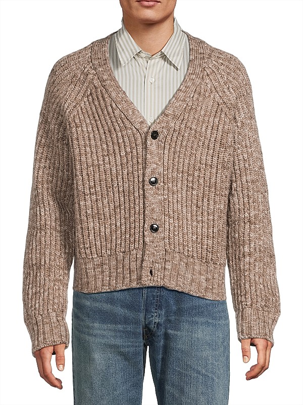 Shop AMI Paris Rib-Knit Wool Cardigan | Saks Fifth Avenue Shop AMI Paris Rib-Knit Wool Cardigan | Saks Fifth Avenue