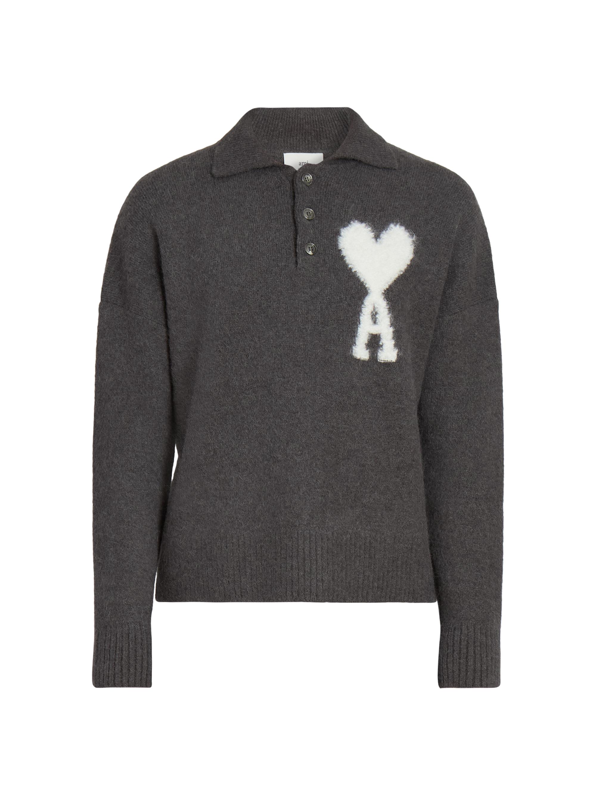 Shop AMI Paris Knit ADC Logo Polo Sweater | Saks Fifth Avenue