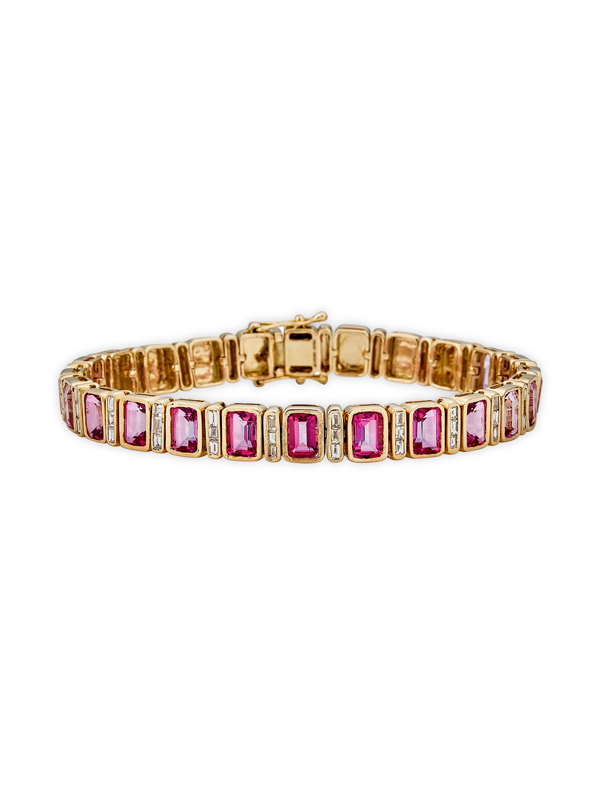 Atlas Fine Women's 14K Yellow Gold, Pink Topaz & 0.10 TCW Diamond Bracelet - Pink Topaz