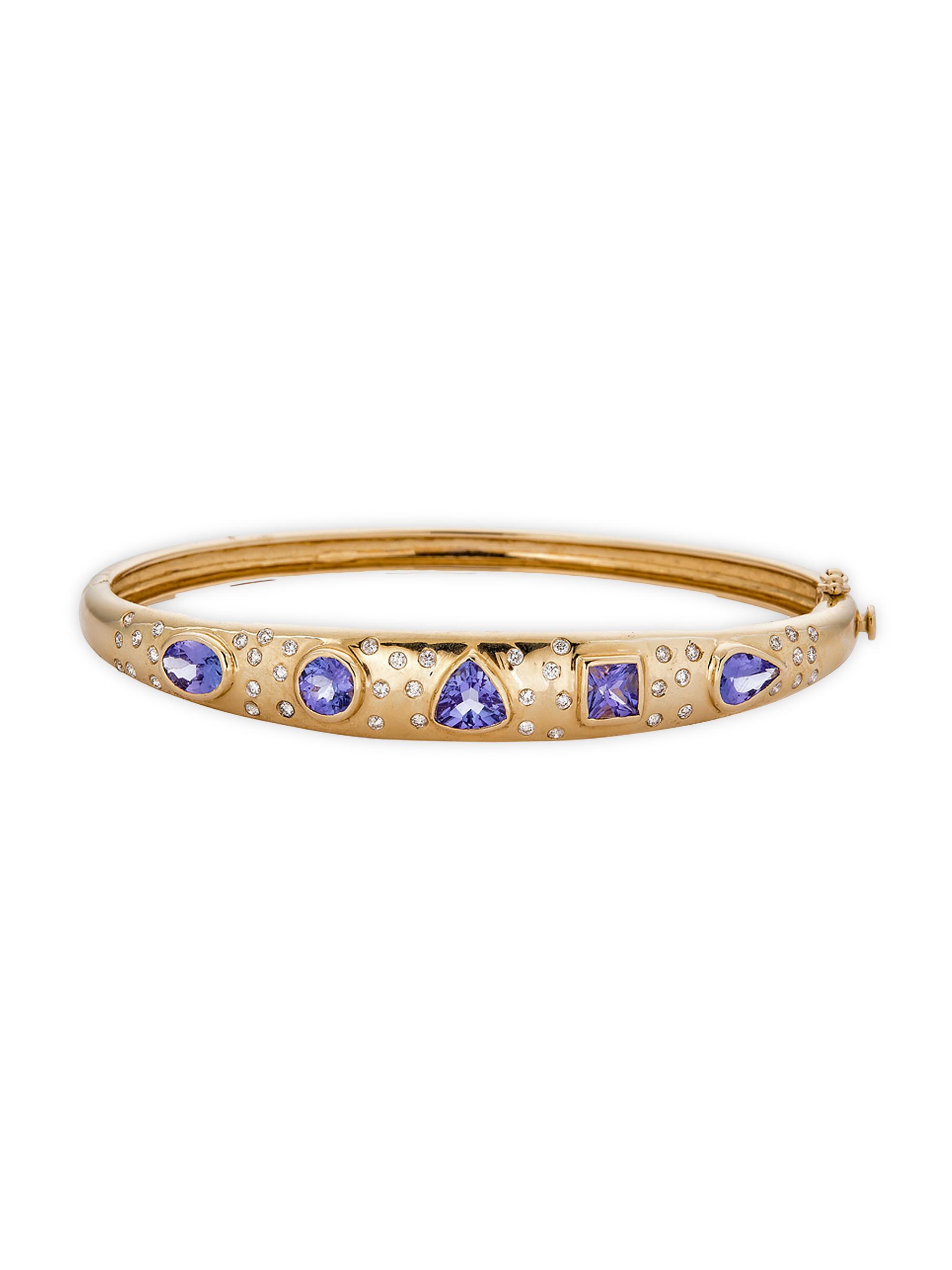 Atlas Fine Women's 14K Yellow Gold, Tanzanite & 1.00 TCW Diamond Bangle - Tanzanite