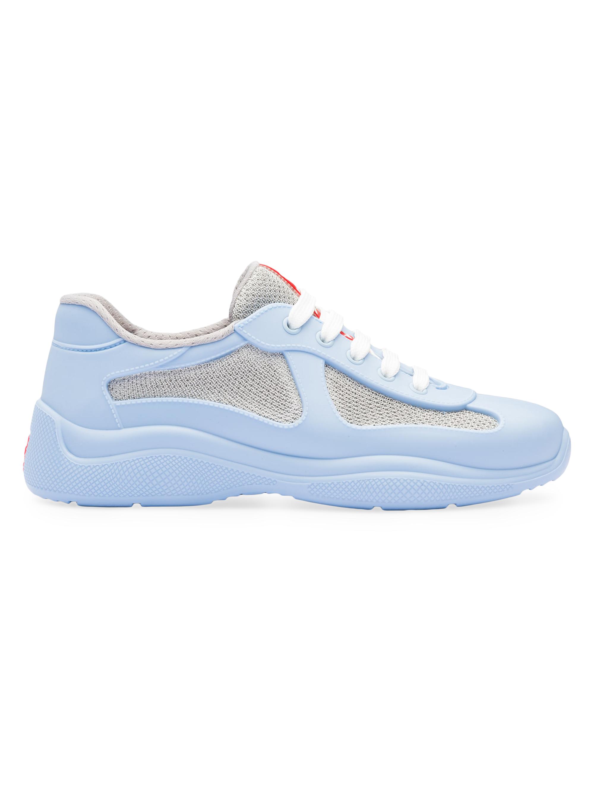 Prada Women's America's Cup Soft Rubber and Bike Fabric Sneakers - Light Blue